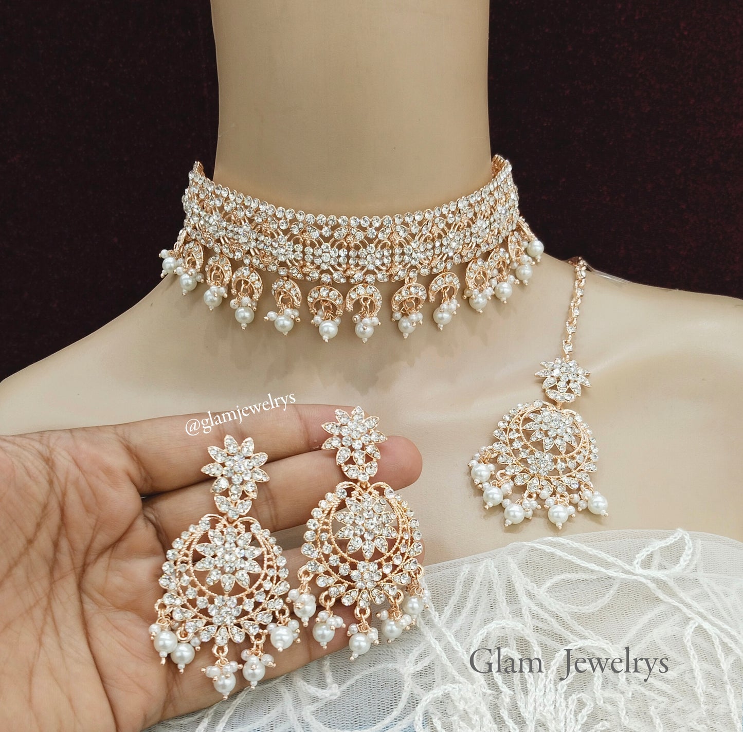 Choker Set rose gold Set/Indian choker princeton choker set