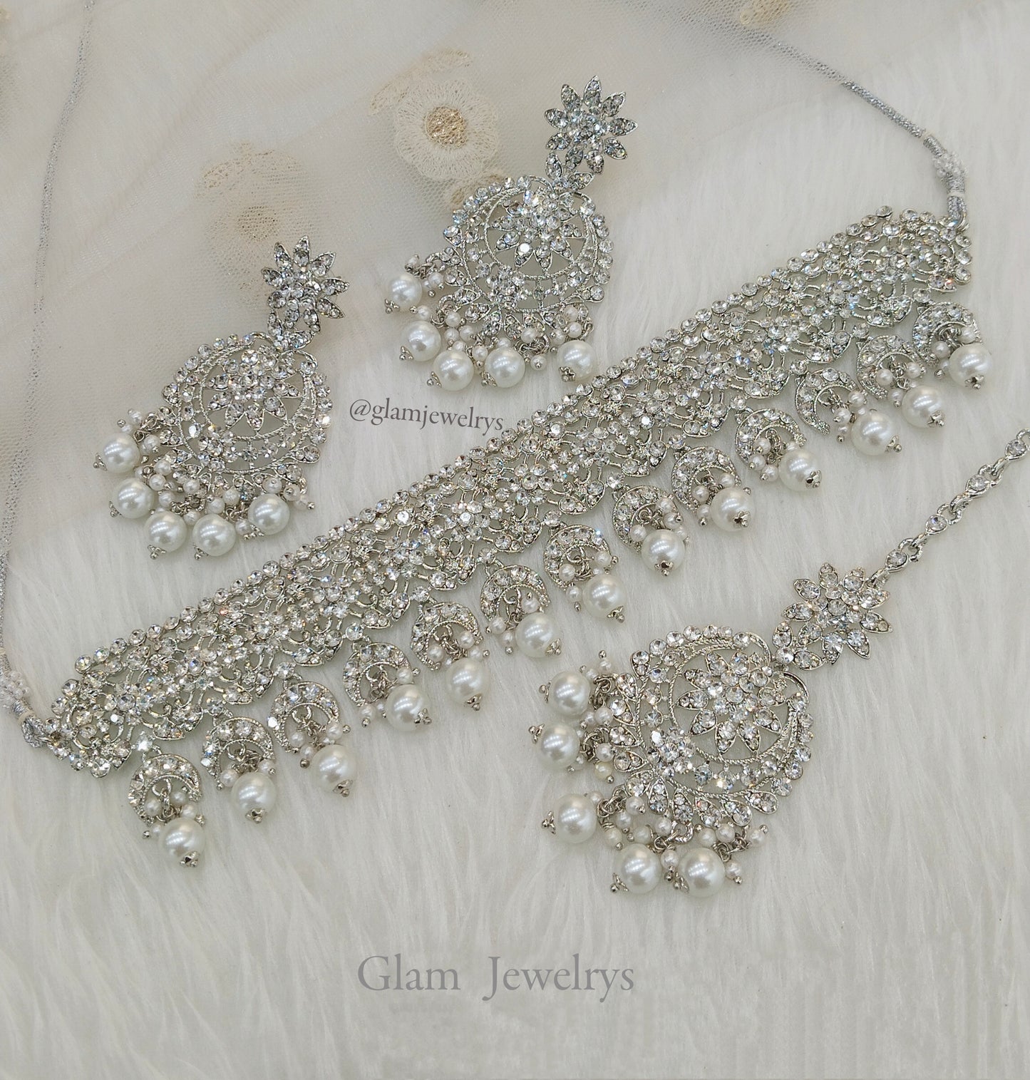 Choker Set Silver Set/Indian silver choker princeton Indian jewellery set