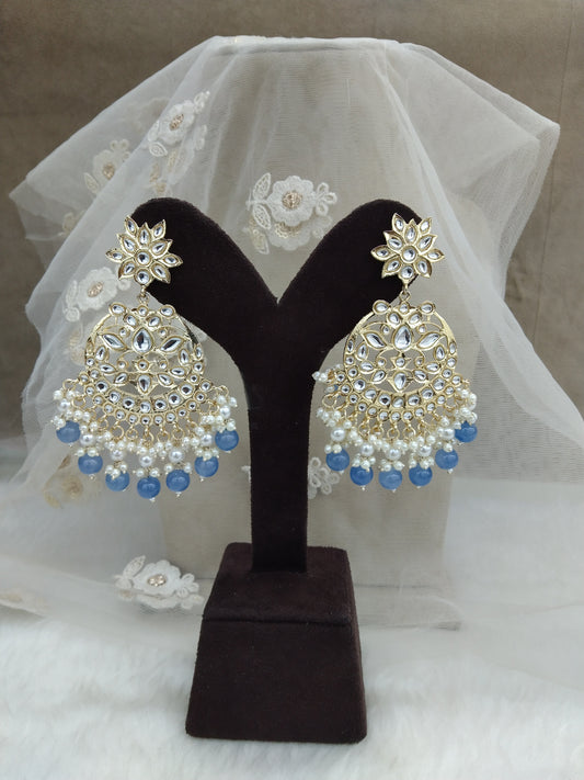Indian Jewellery/Gold Indian Earrings Tikka Set/Indian sea green kundan  Earrings sanam Jewellery