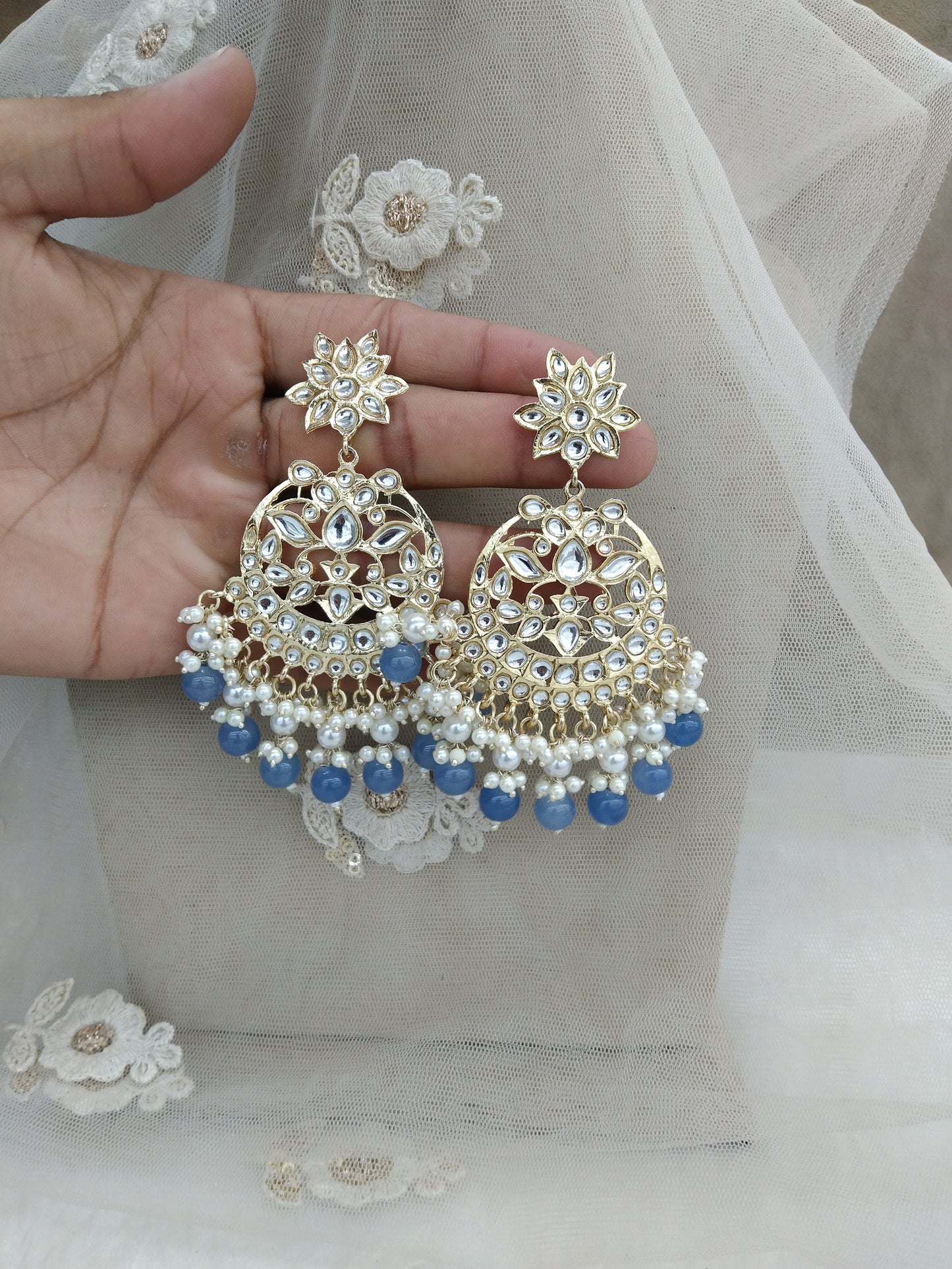Indian Jewellery/Gold Indian Earrings Tikka Set/Indian sea green kundan Earrings sanam Jewellery