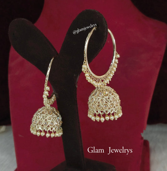 Indian balli jhumka hoop earrings jewellery/antique gold indian halli jhumka earrings