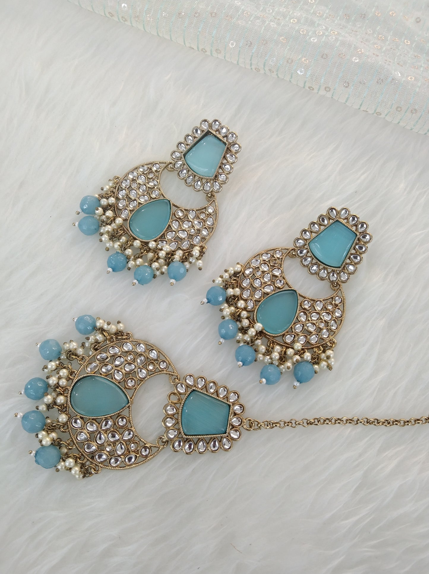 Indian Kundan Earrings Jewellery/Firoji Kundan Earrings tikka set/ bollywood Earrings pulsar Set