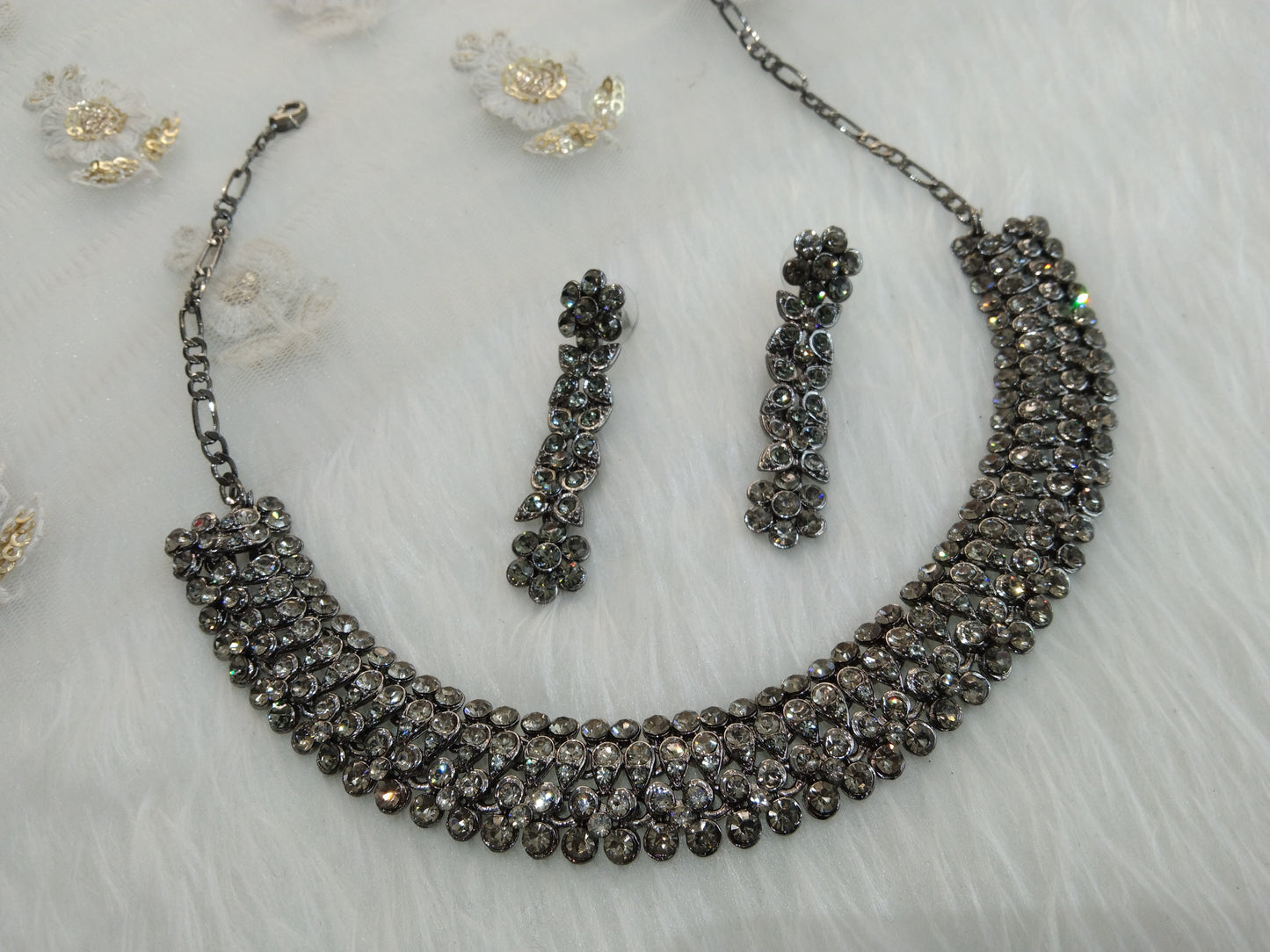Indian jewellery necklace set/Grey necklace set bridal sherry jewellery