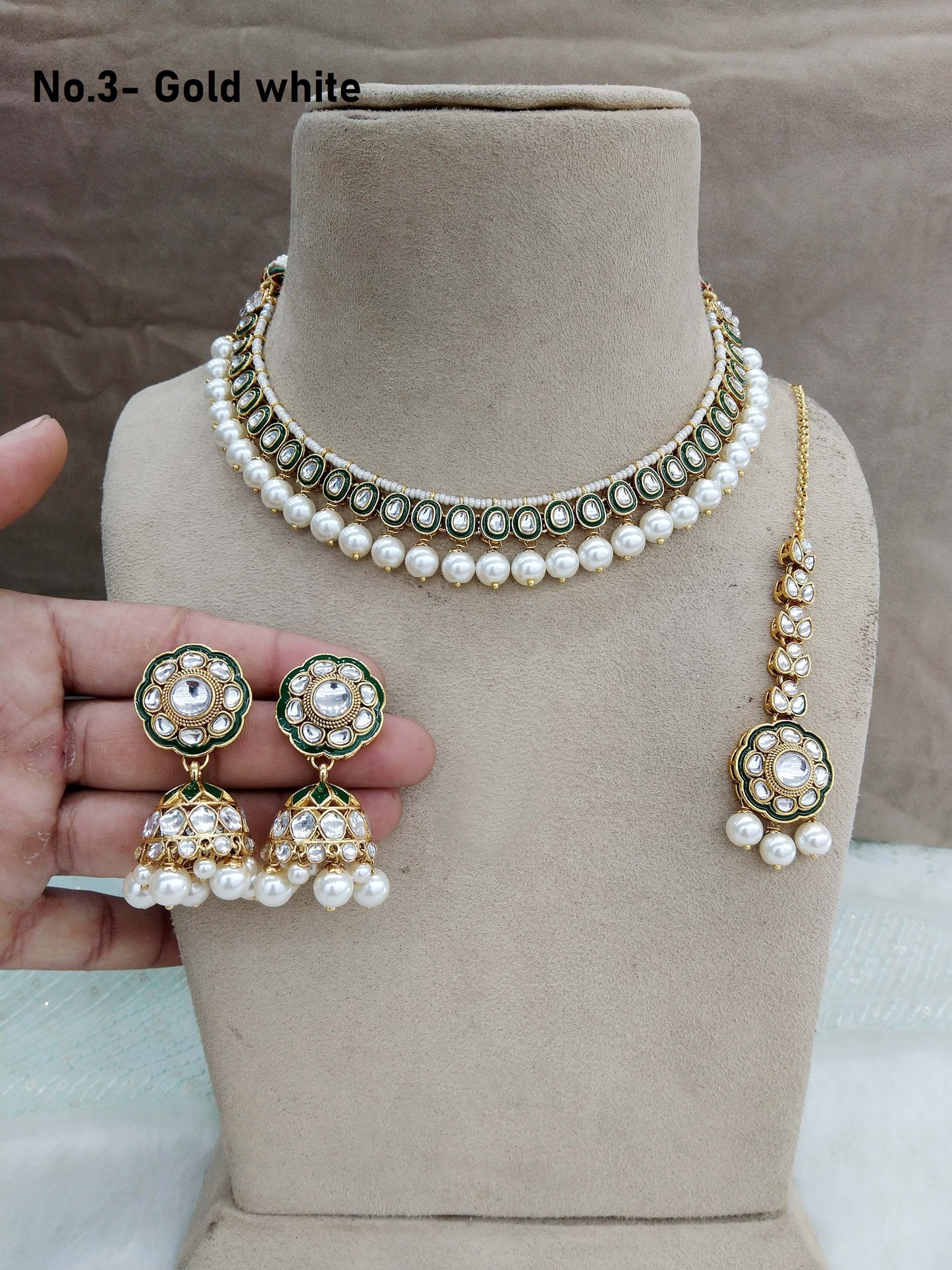 Ivory Indian jewellery gold gold white kundan Set/ kundan holi Set