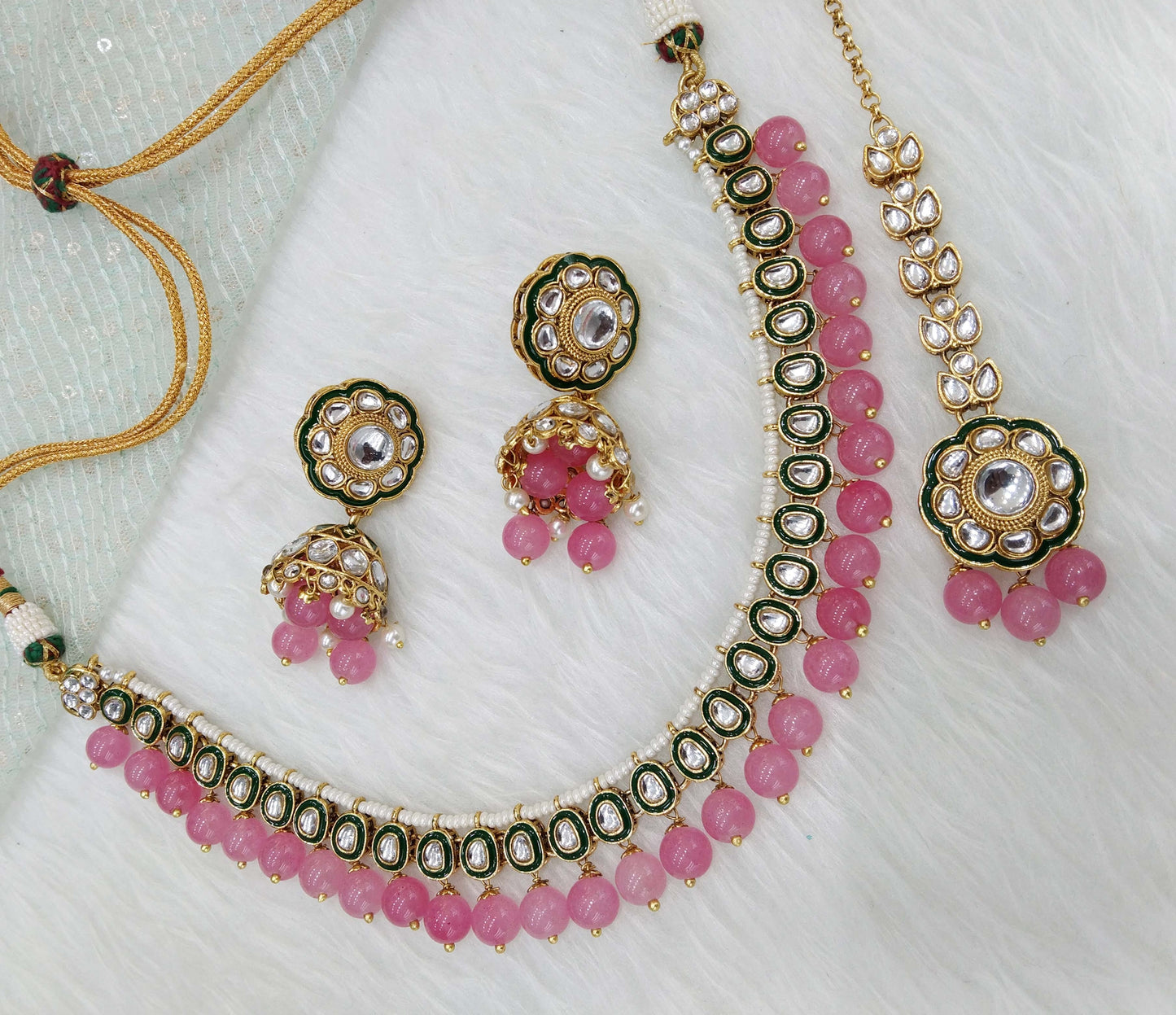 Indian jewellery gold gajjri kundan Set/ kundan holi Set