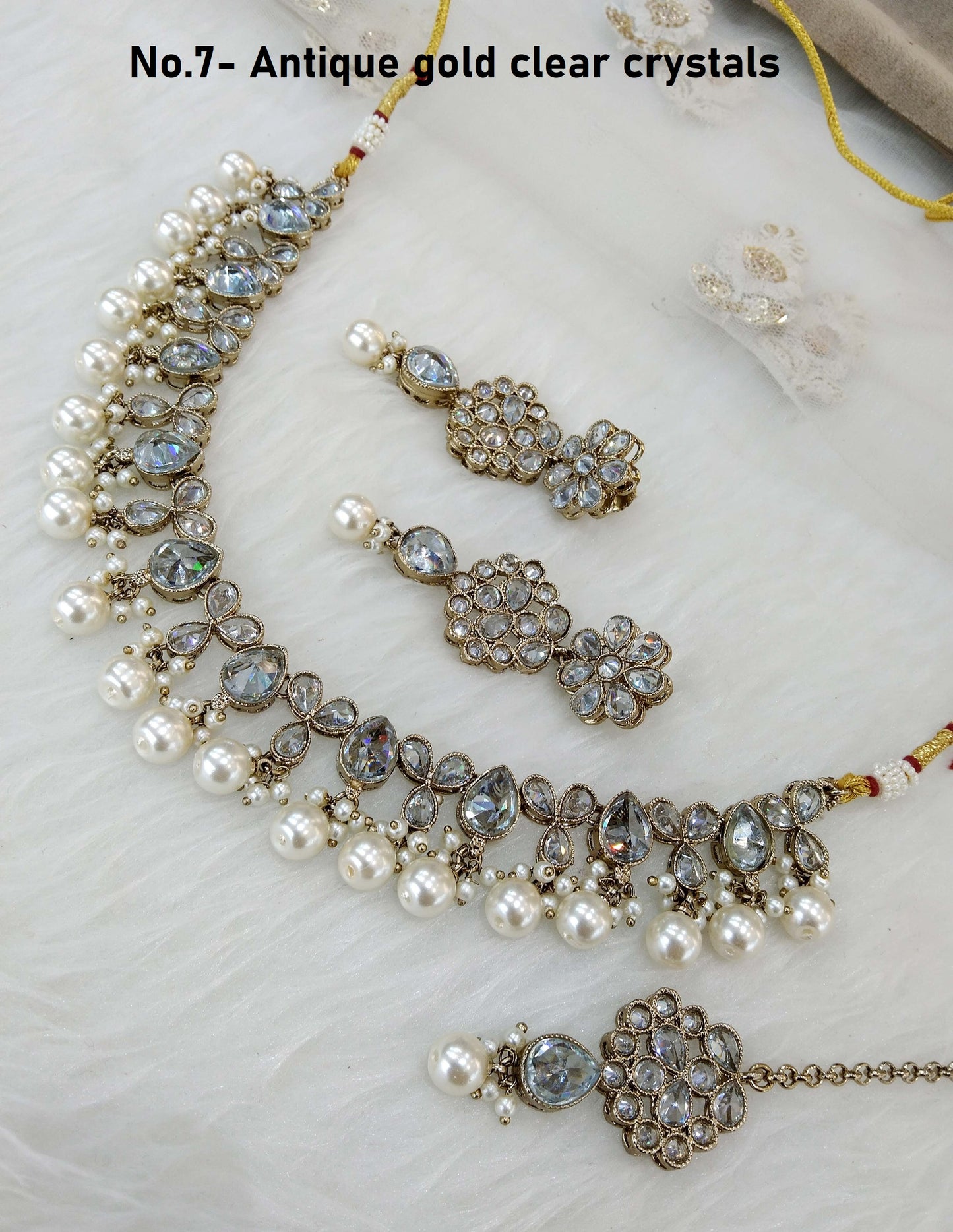 Antique Gold Necklace Jewellery Set/ clear crystal necklace set jewellery set /sona jewellery Set Online