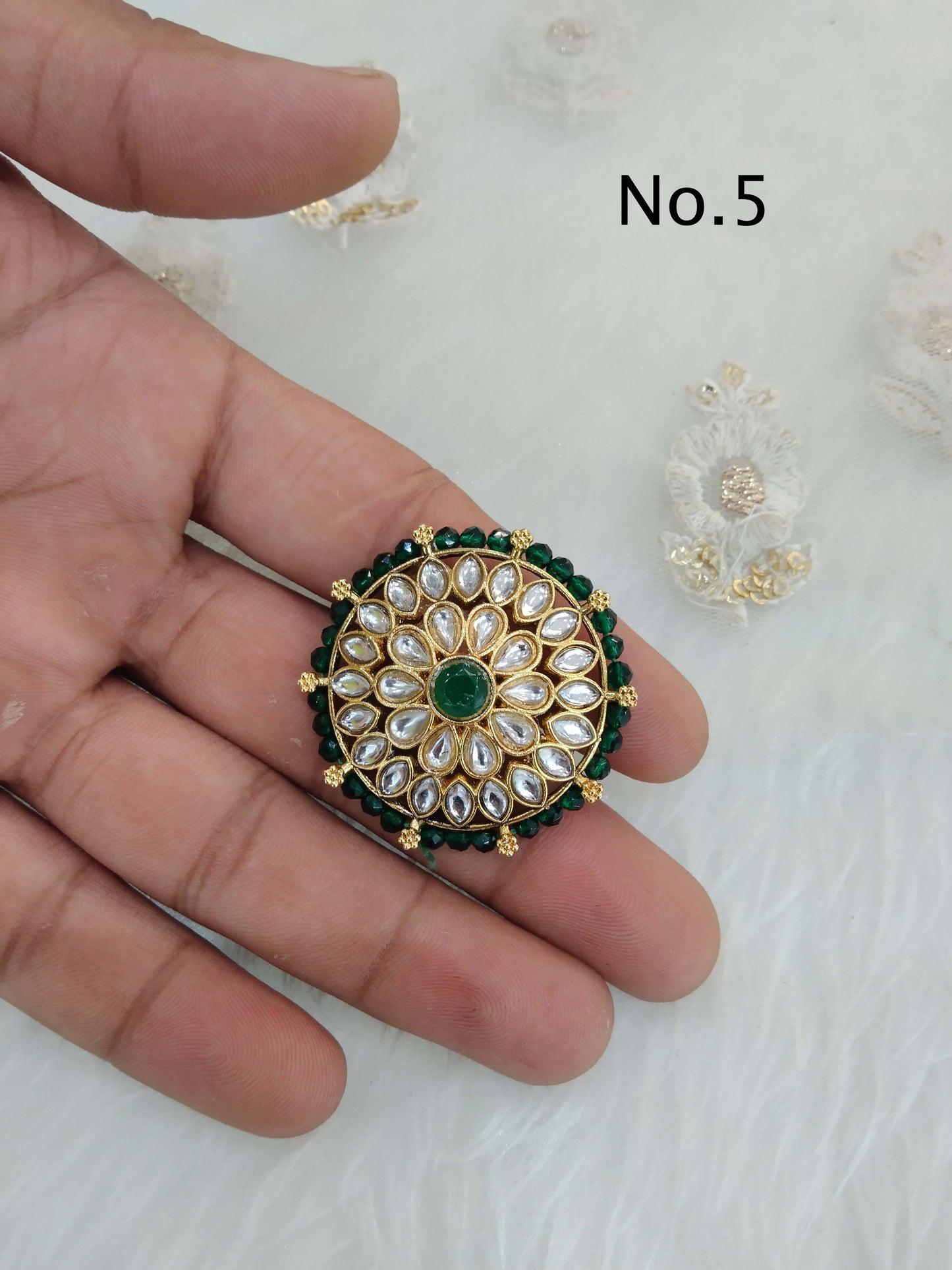 Indian Ring/Gold kundan Finger rings Big round bridal ring hand accessory lta
