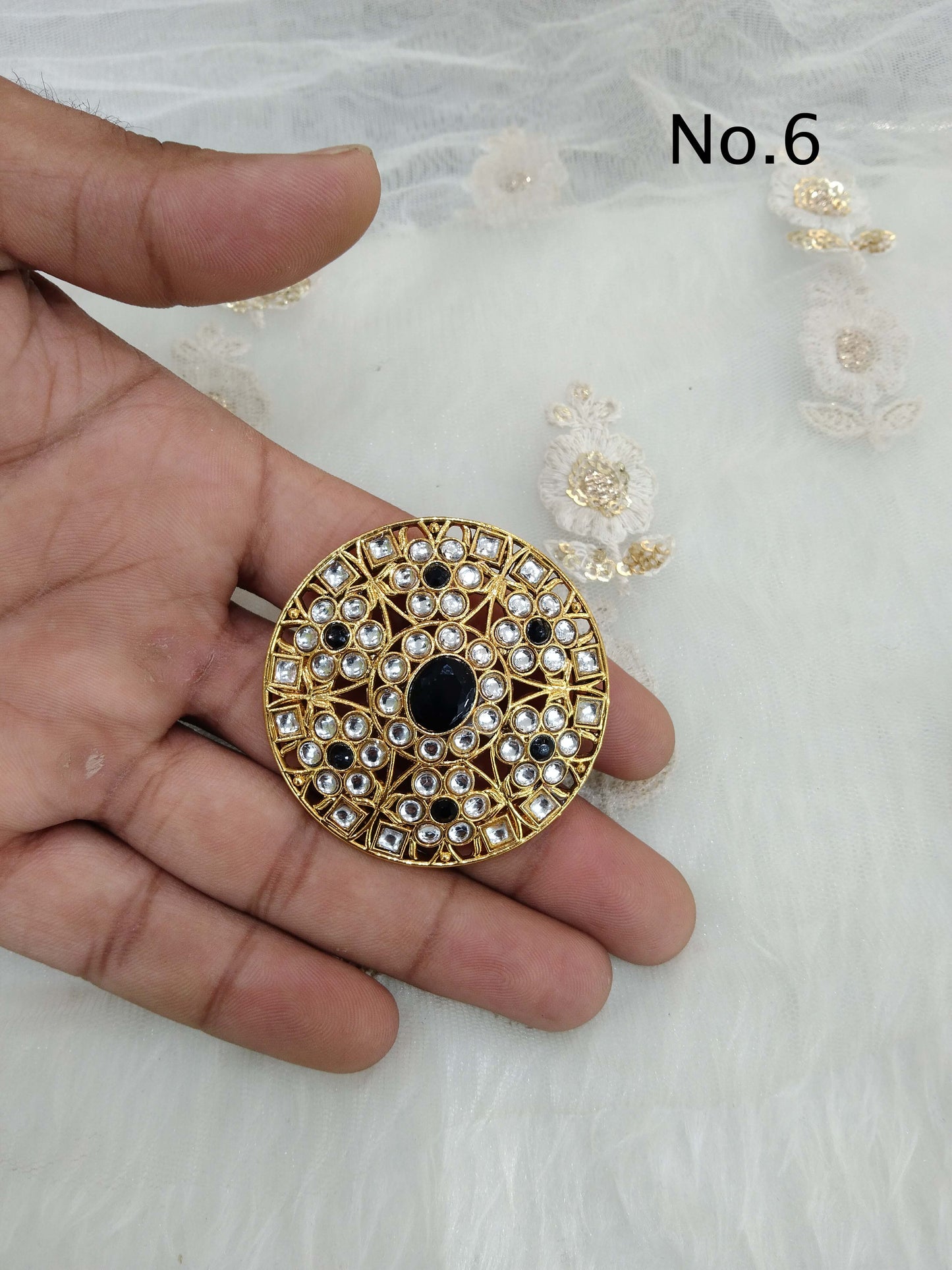 Indian Ring /Gold kundan finger rings Big round bridal ring hand accessory/limi