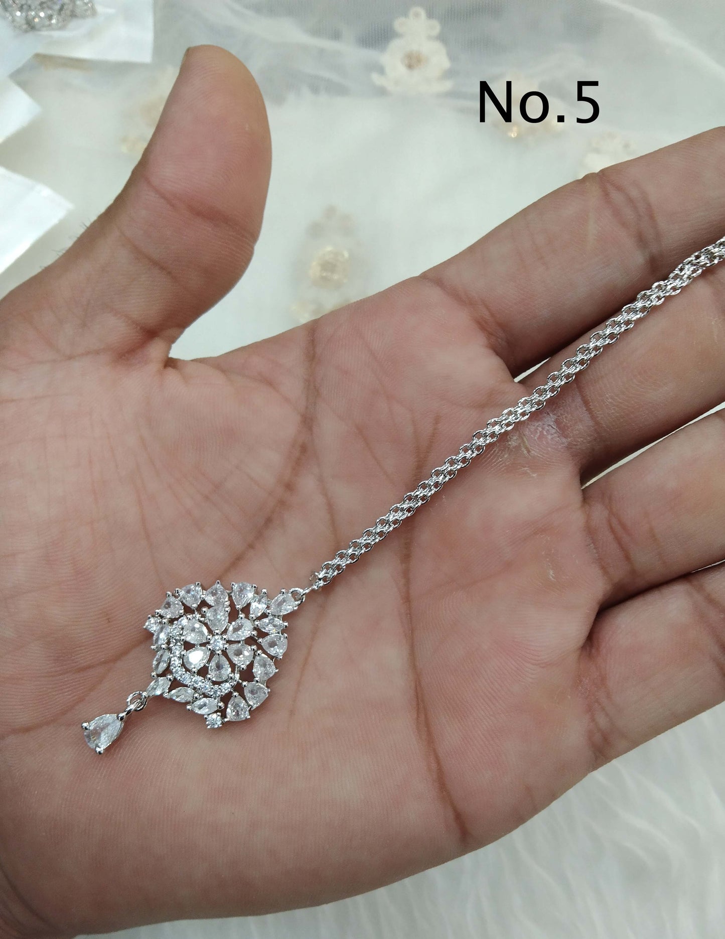 Indian Headpiece Tikka Tika Jewellery/American diamond cz stones Women headpiece noni Jewellery