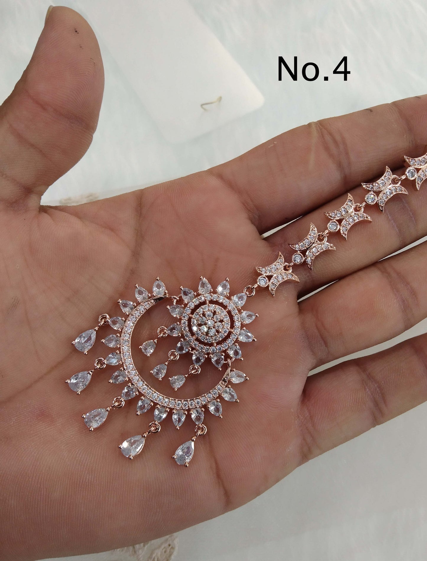Diamond Tika Tikka Jewellery Indian Headpiece Jewellery/Silver, rose gold, CZ HeadPiece cow tikka tika Hair