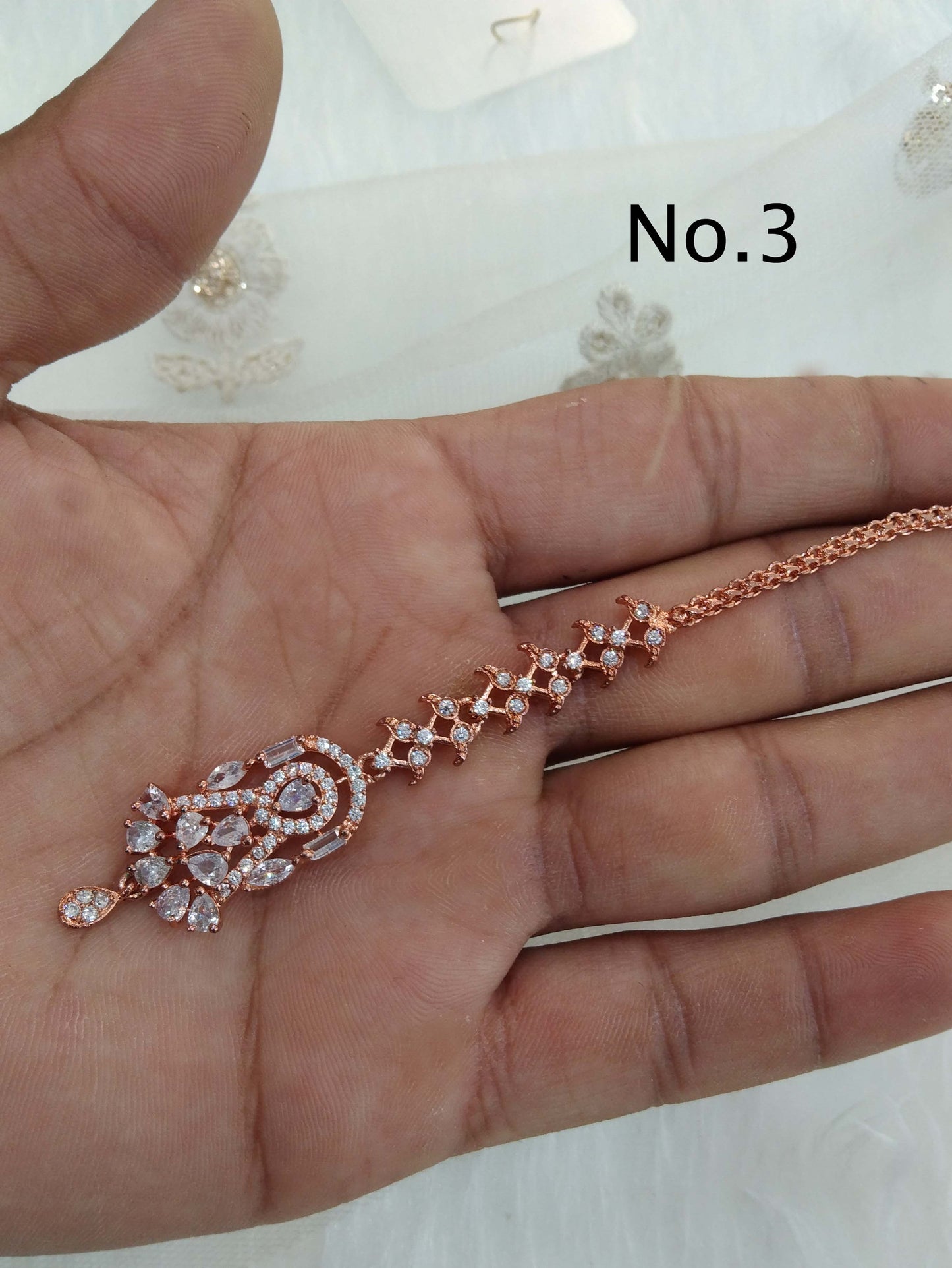 Diamond Tika Tikka Jewellery Indian Headpiece Jewellery/Silver, rose gold, CZ HeadPiece cow tikka tika Hair