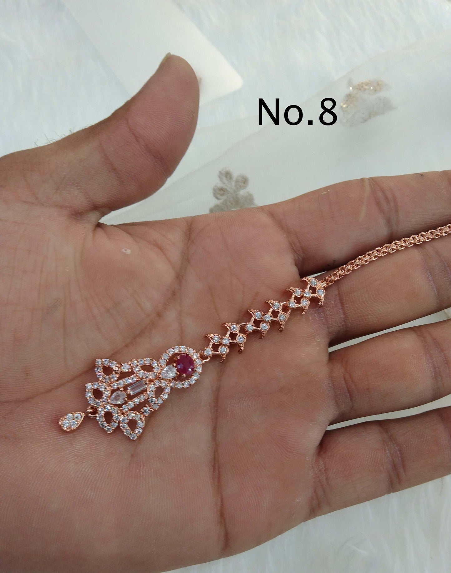Diamond Tika Tikka Jewellery Indian Headpiece Jewellery/Silver, rose gold, CZ HeadPiece cow tikka tika Hair