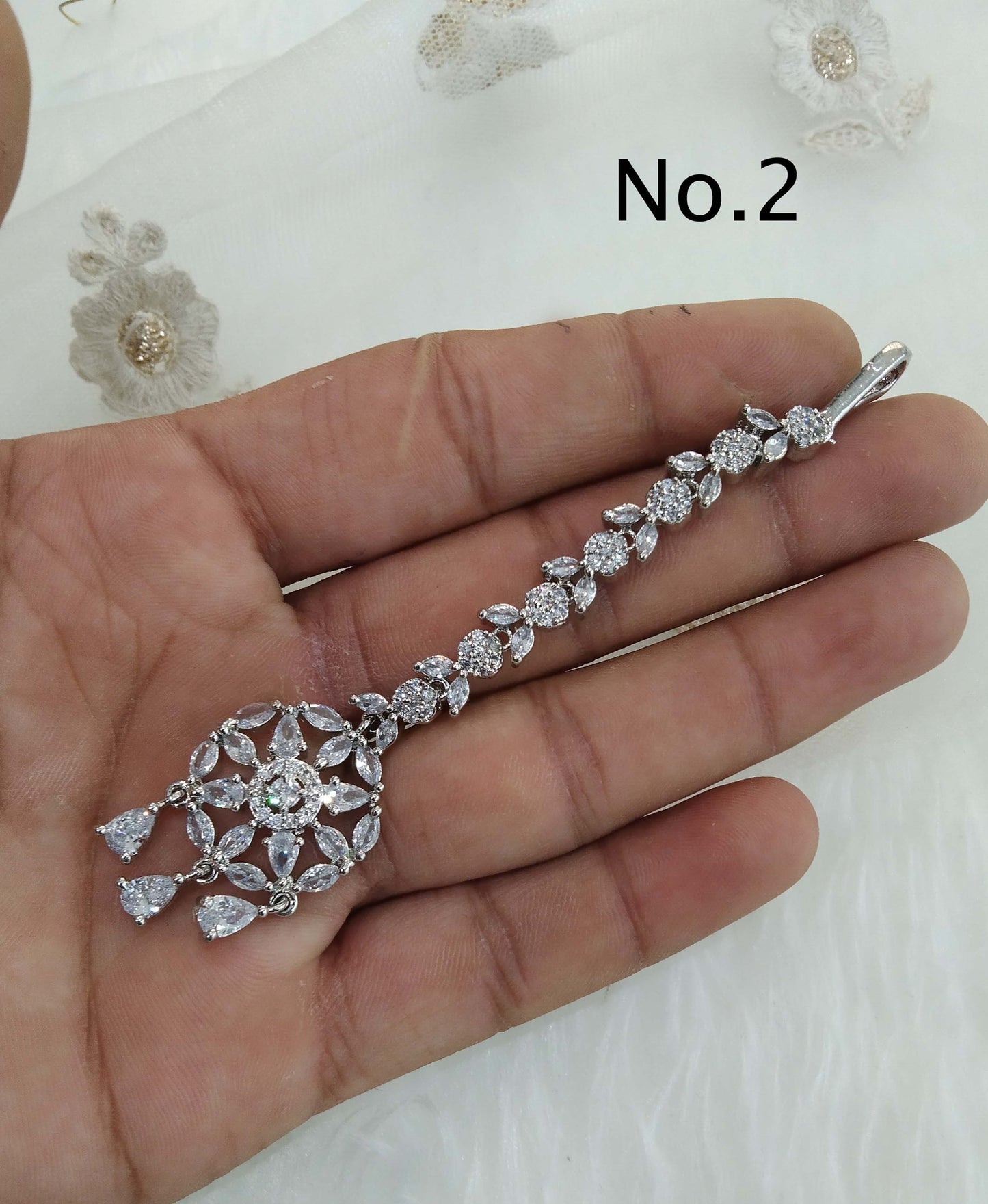 Diamond Tika Tikka Jewellery Indian Headpiece Jewellery/Silver, rose gold, CZ HeadPiece cow tikka tika Hair
