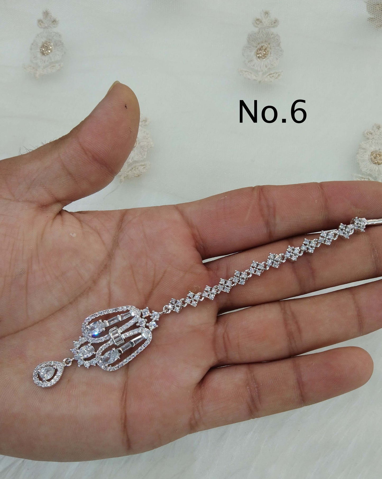 Diamond Tika Tikka Jewellery Indian Headpiece Jewellery/Silver, rose gold, CZ HeadPiece cow tikka tika Hair