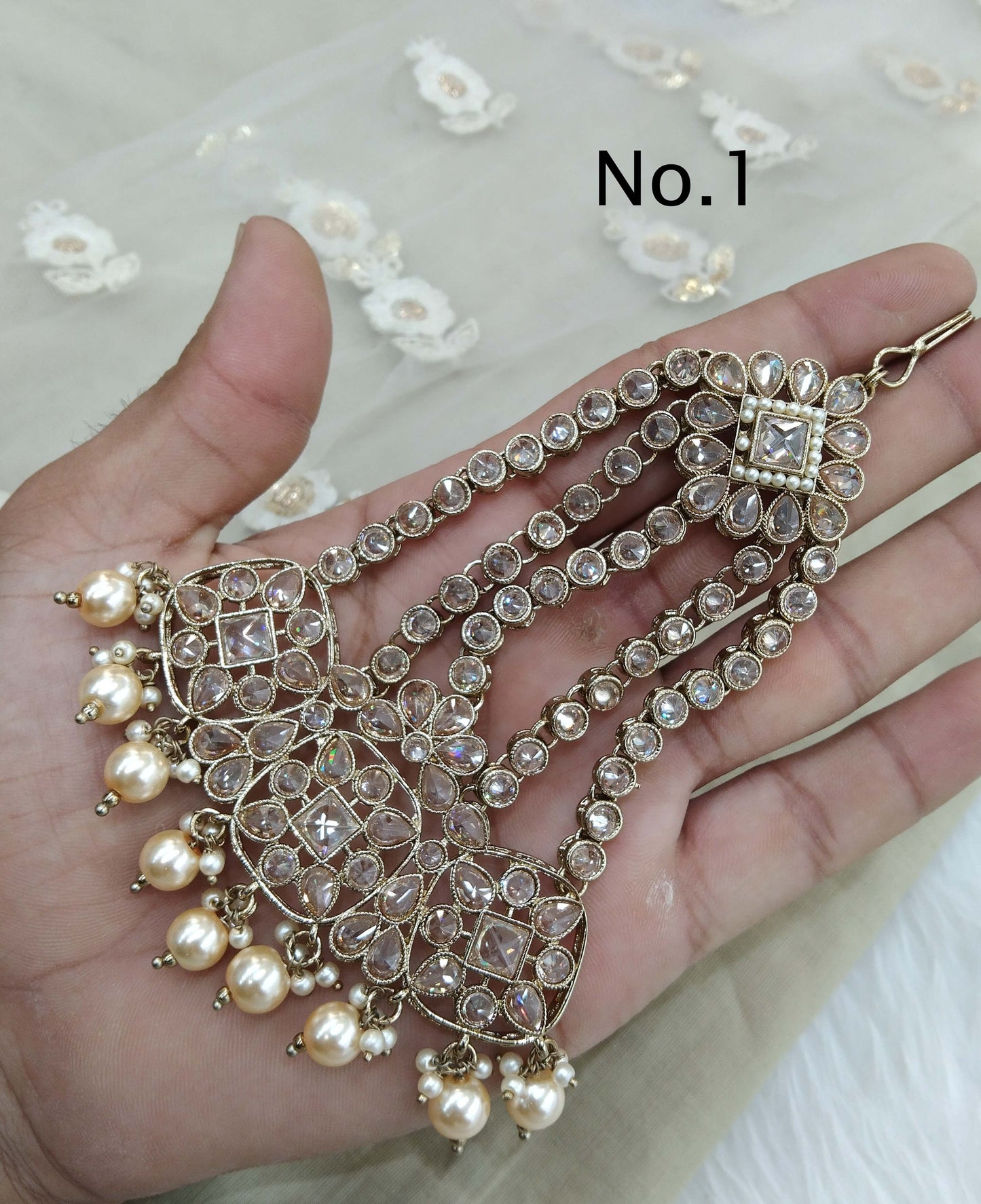 Antique Gold Passa Jhumar Jhoomer Headpiece Bridal Passa/Hijab bisa Headpiece Online