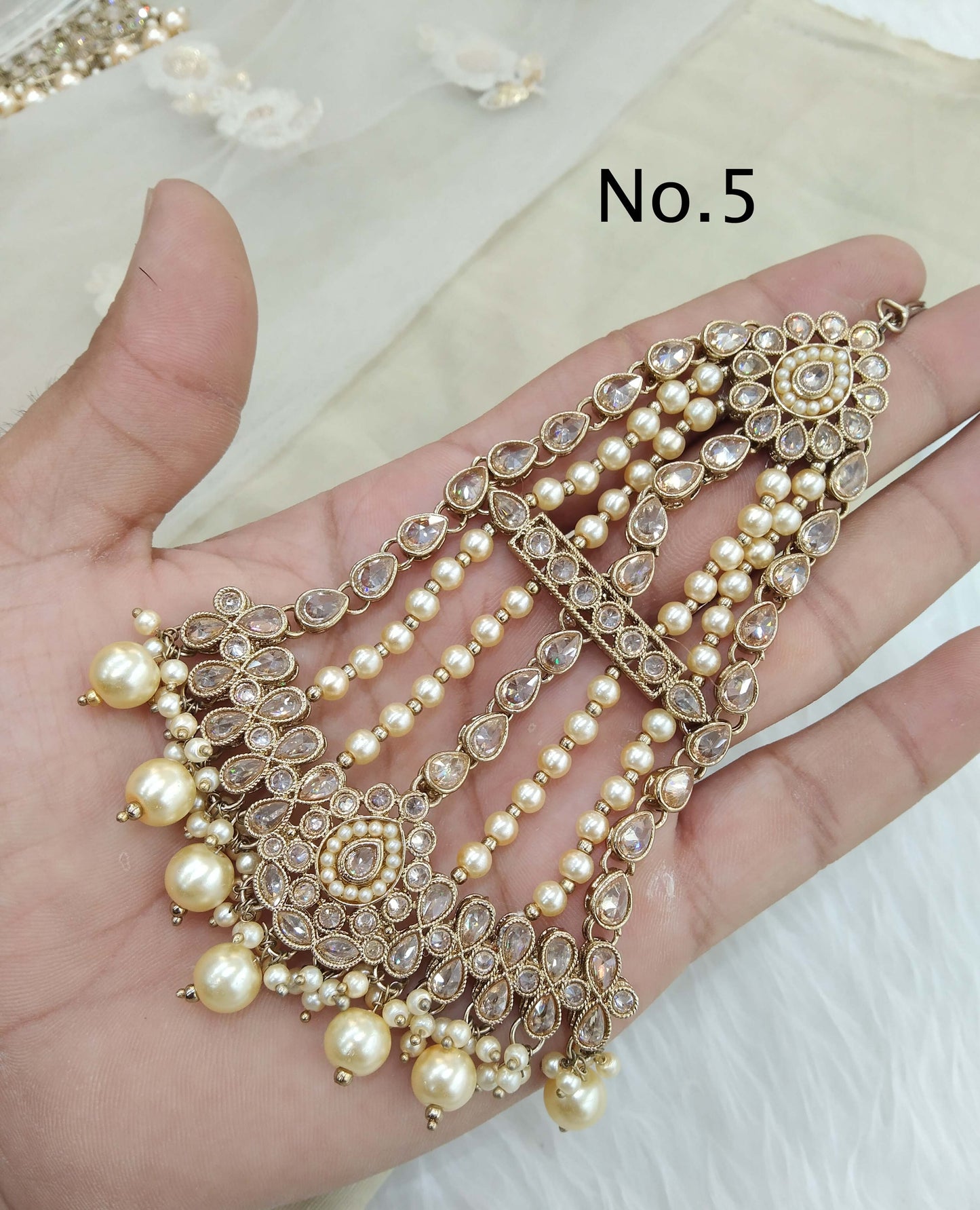 Antique Gold Passa Jhumar Jhoomer Headpiece Bridal Passa/Hijab bisa Headpiece Online