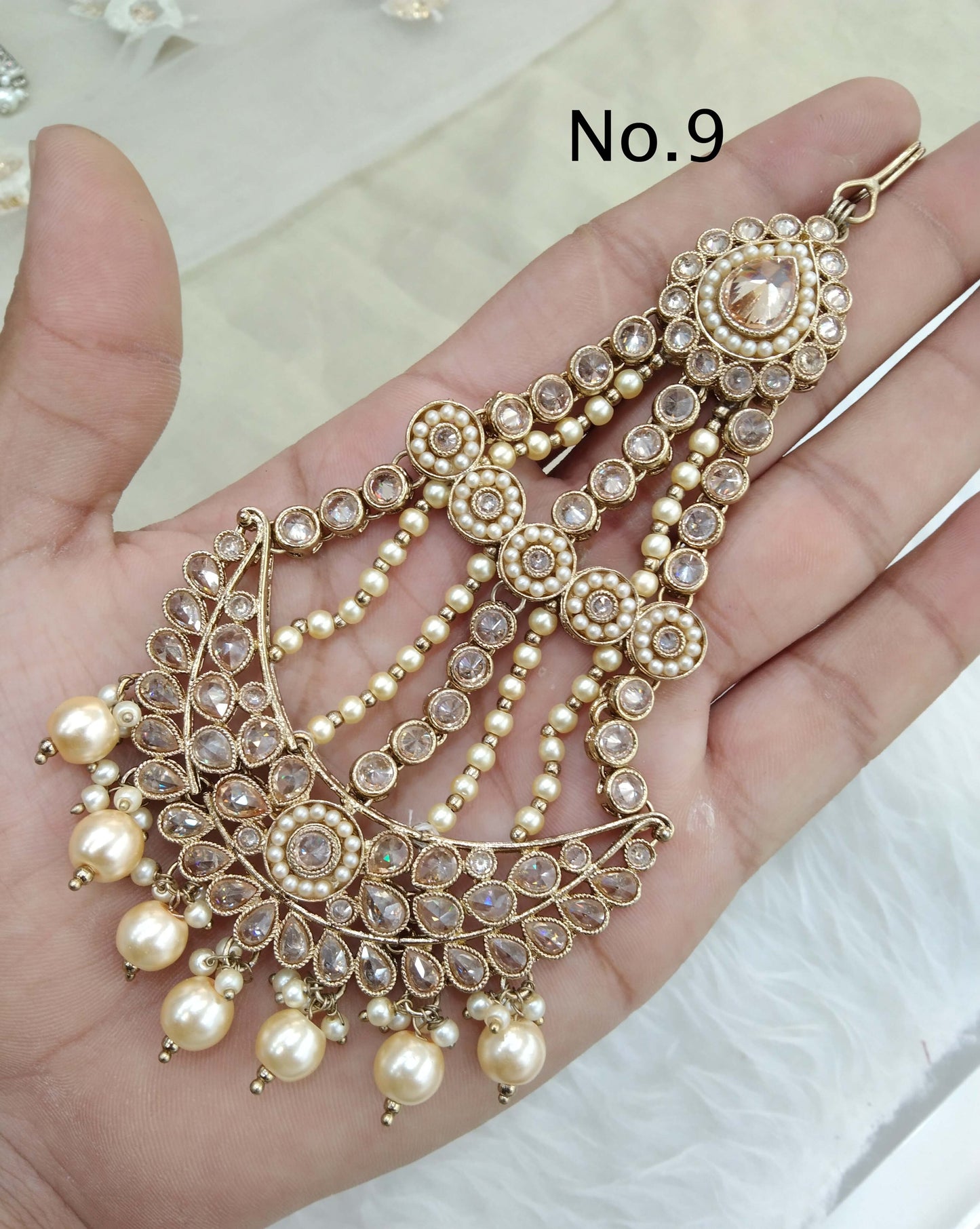 Antique Gold Passa Jhumar Jhoomer Headpiece Bridal Passa/Hijab bisa Headpiece Online