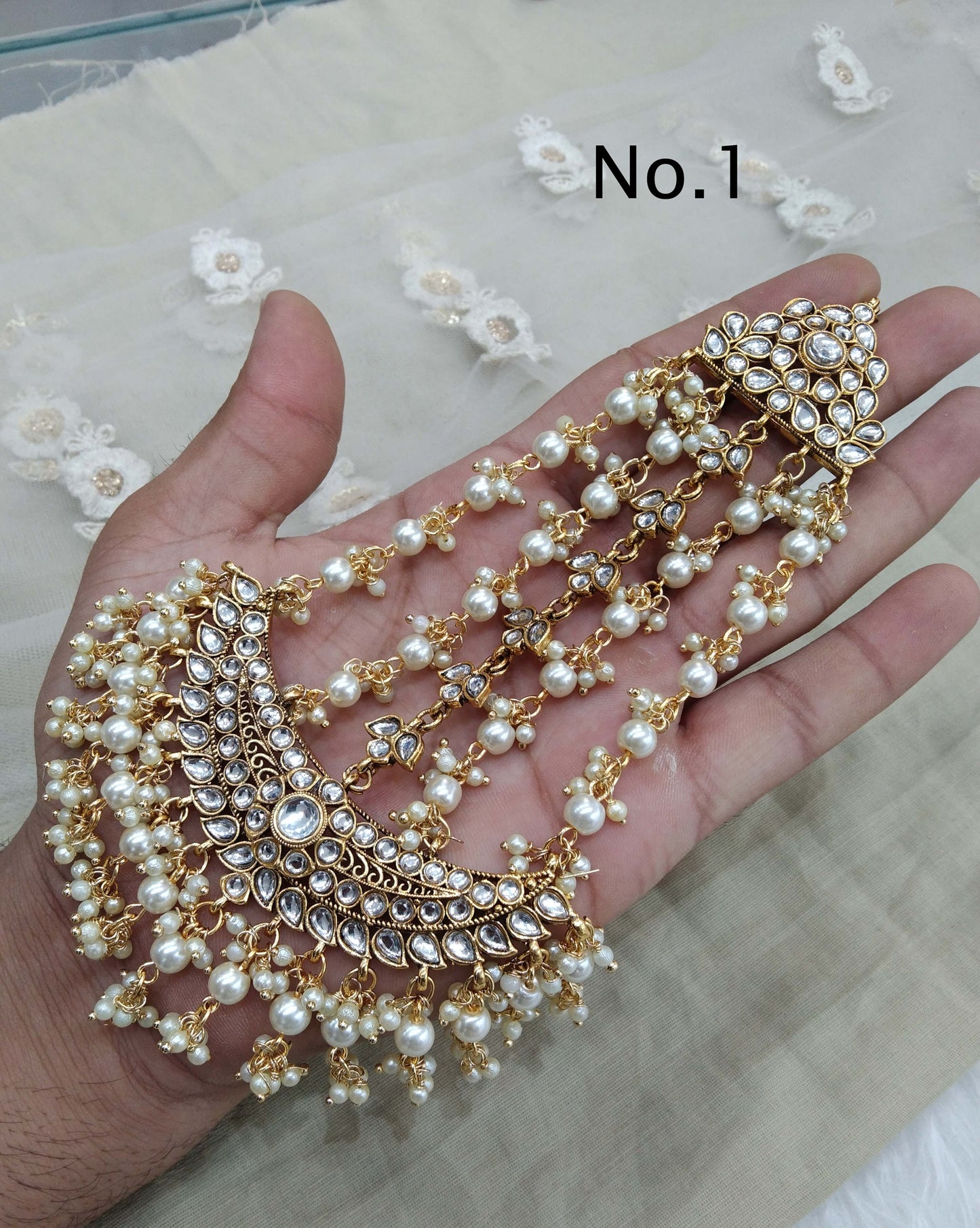 Gold finish Passa Jhumar Jhoomer Headpiece Bridal Passa/Hijab bika Headpiece