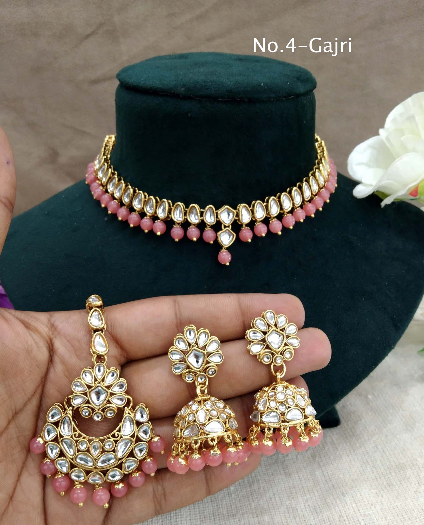 Kundan Necklace Jewellery Set/ Gold gaajri kundan Indian jewellery kundan latin sets