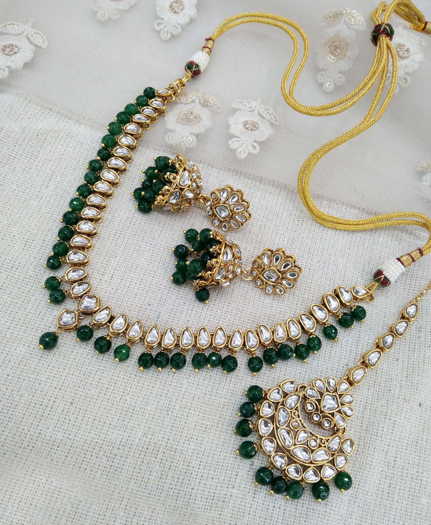 Kundan necklace Jewellery Set/ Gold green kundan Indian jewellery kundan latin sets