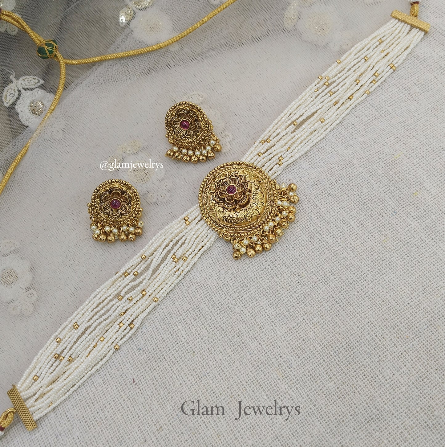 Gold choker Jewellery Set/ gold polki choker Indian host Jewellery