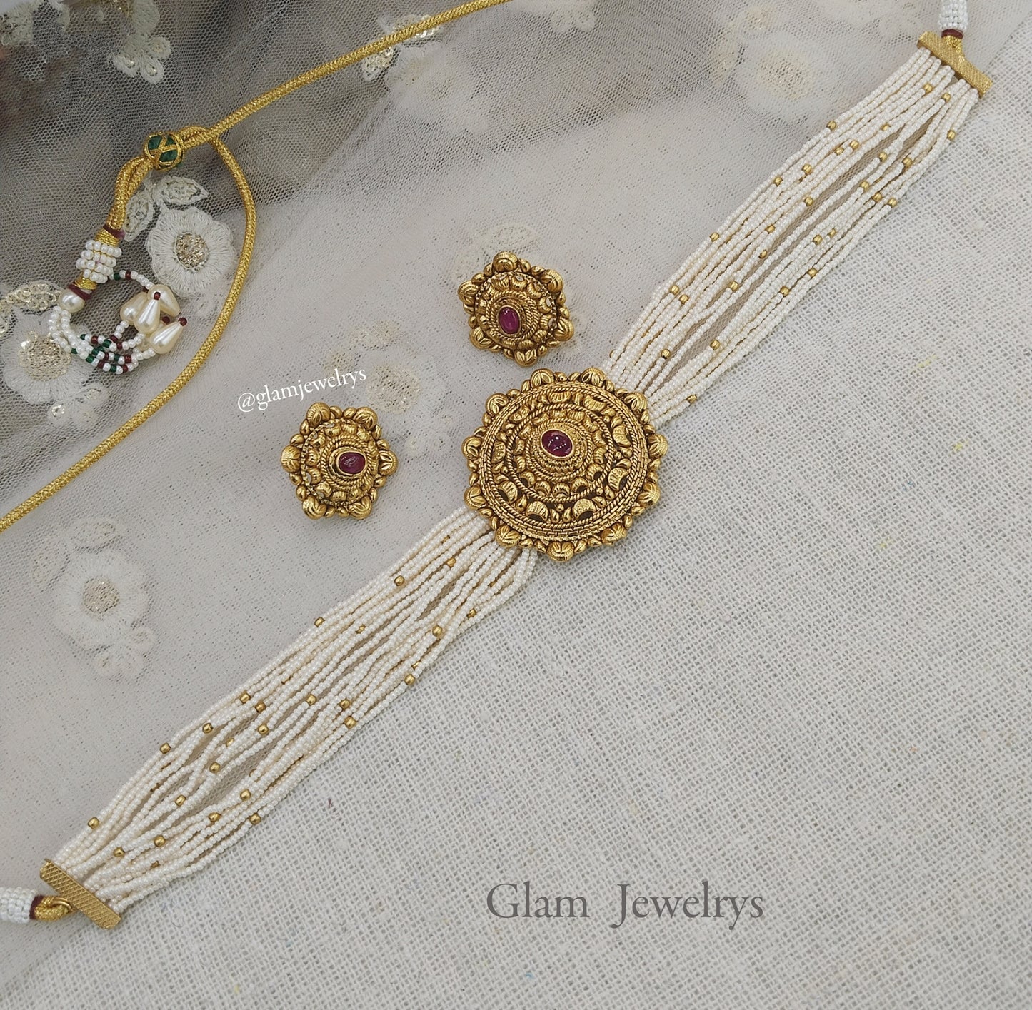 Gold choker Jewellery Set/ gold polki choker Indian host Jewellery