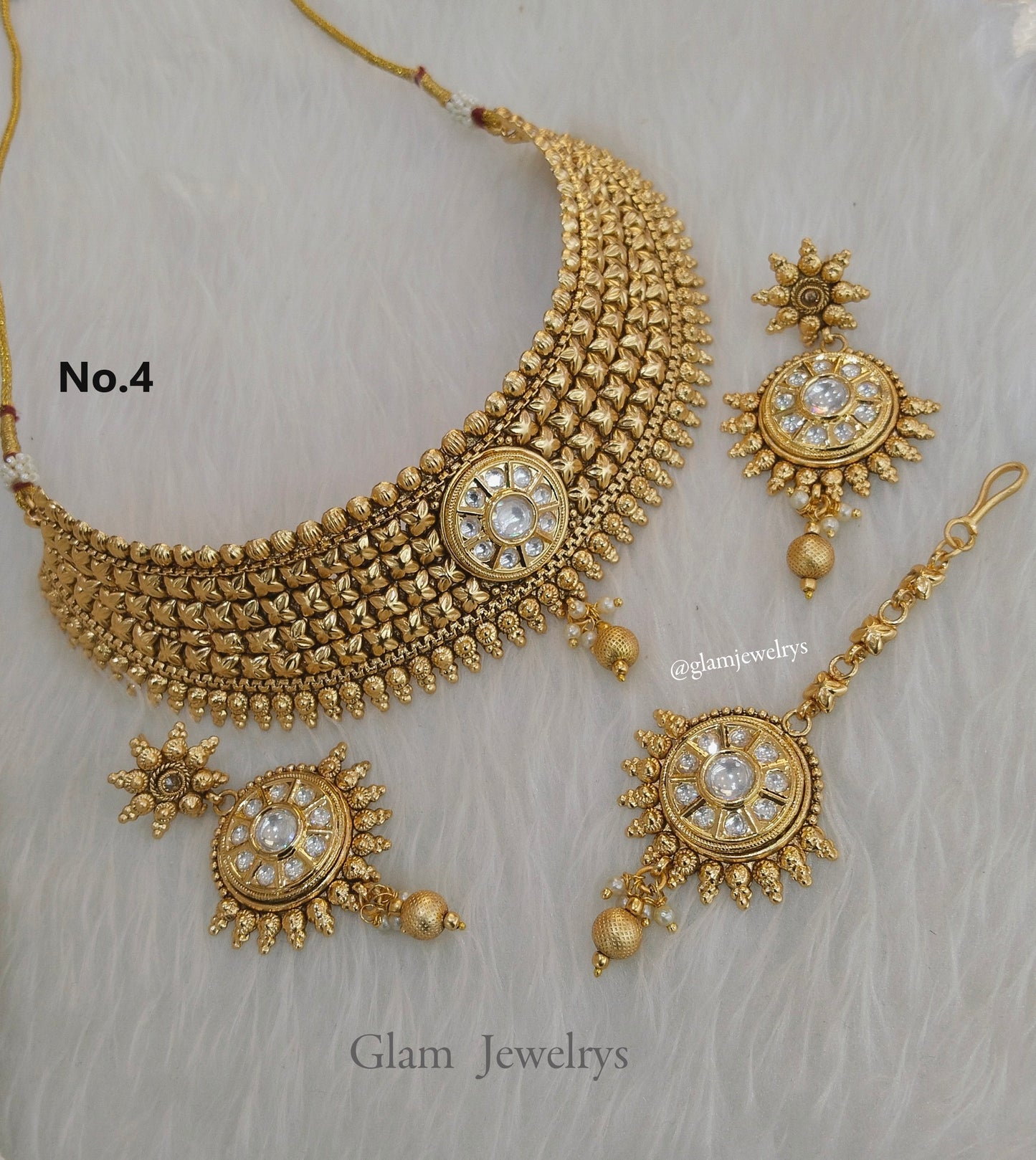 Choker Set Polki indian Jewellery choker Set/ Bollywood Style Gold Finish South Indian beams bridal Jewellery