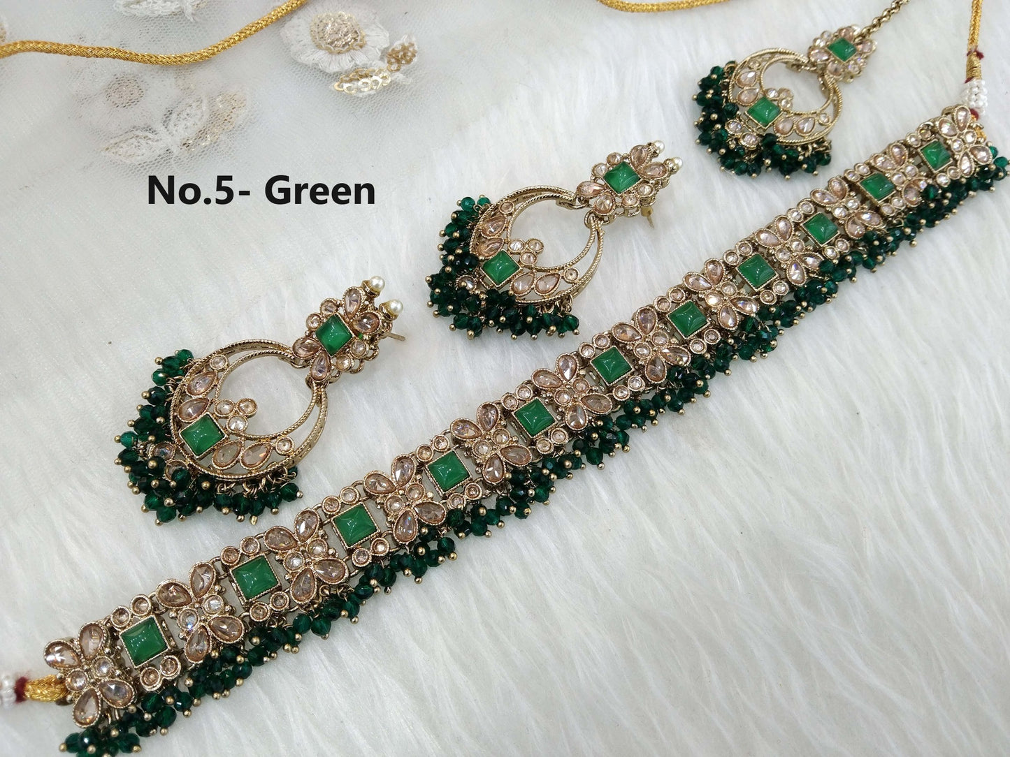 Indian jewellery Choker Set / Jewellery set /Indian dark gold green choker set/Bridesmaid Jewellry/monterey gift for her