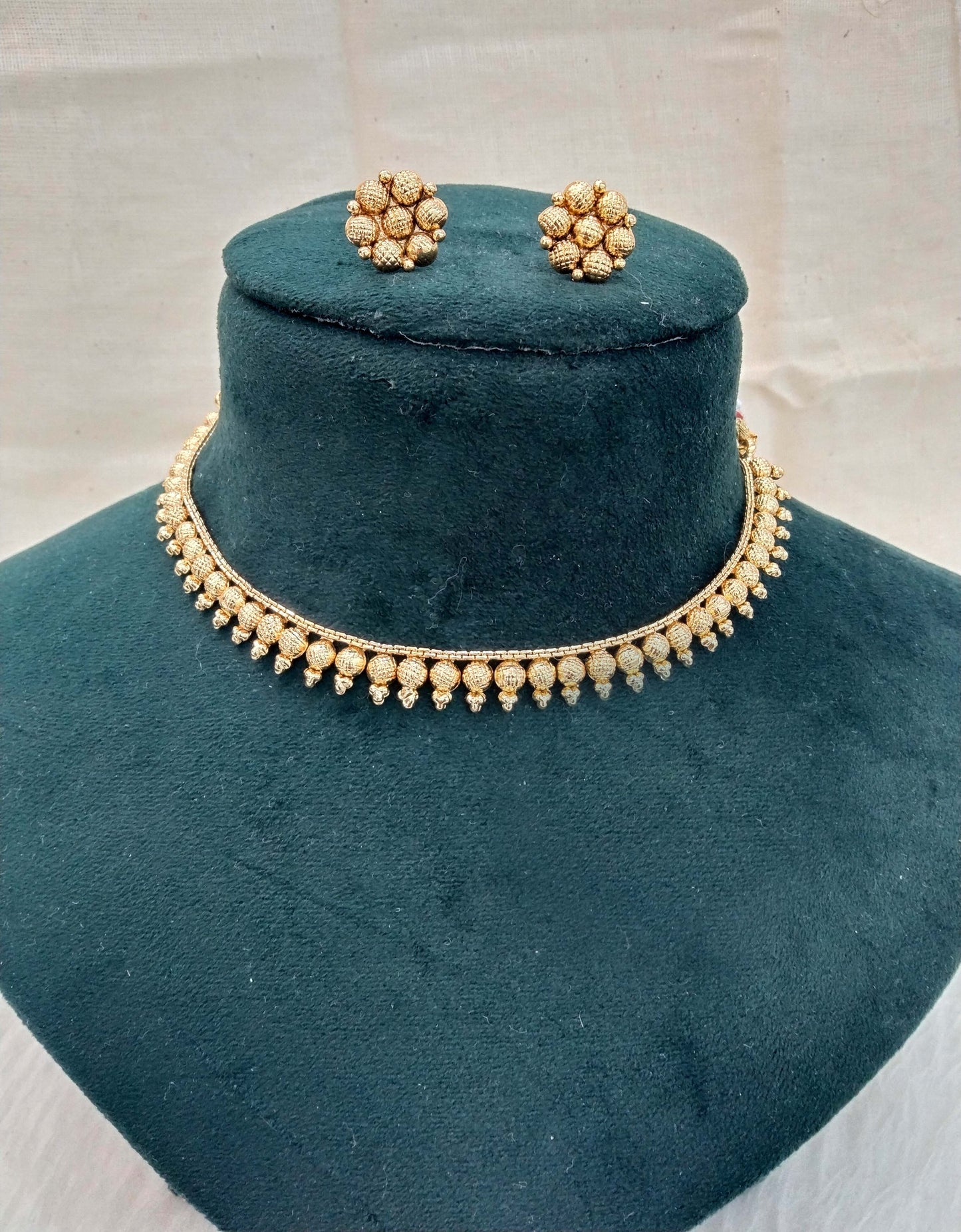 Indian Polki Jewellery Gold Necklace Set/ Bollywood Style Gold Finish South Indian pooja Jewellery