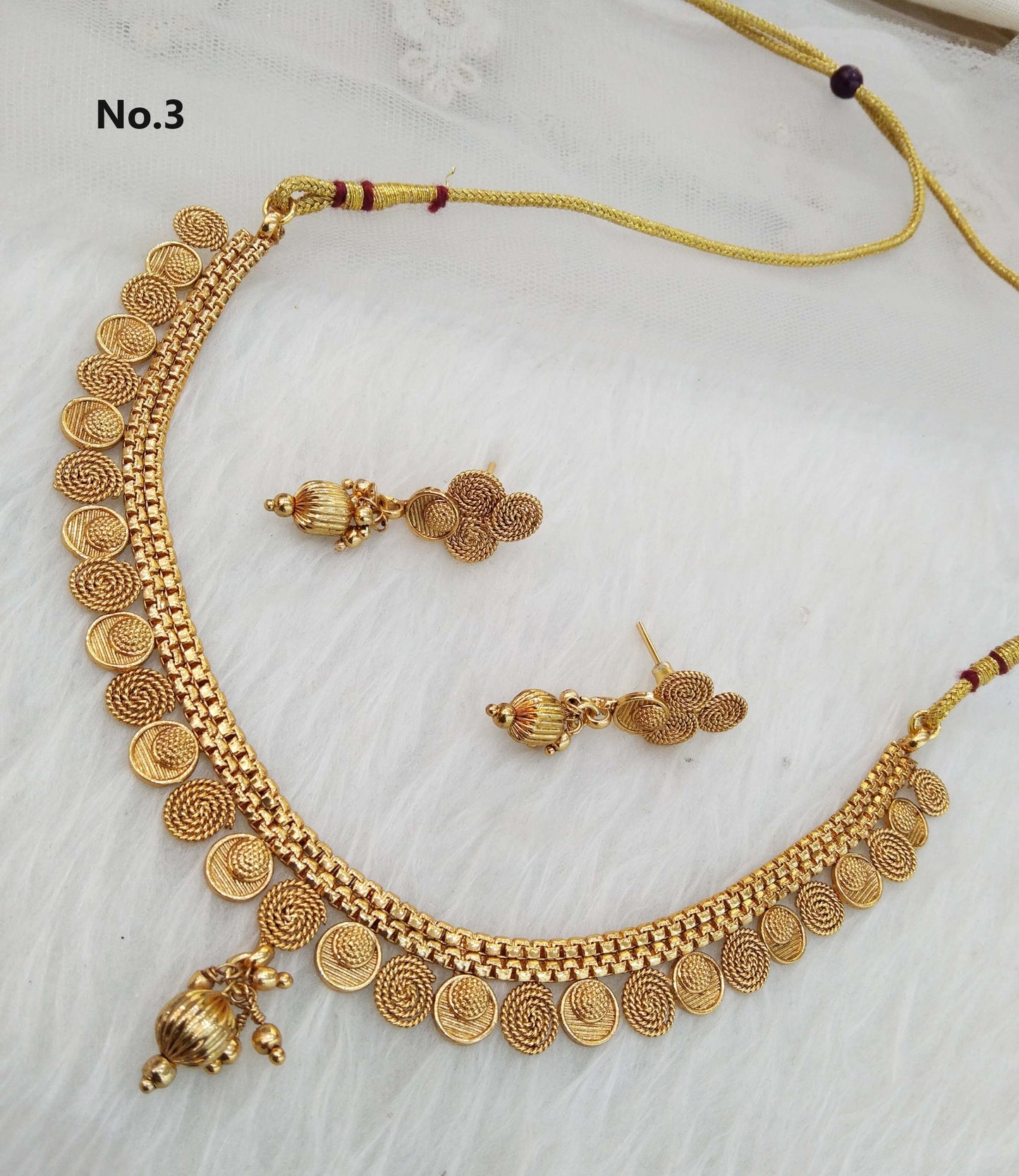 Indian Polki Jewellery Gold Necklace Set/ Bollywood Style Gold Finish South Indian pooja Jewellery