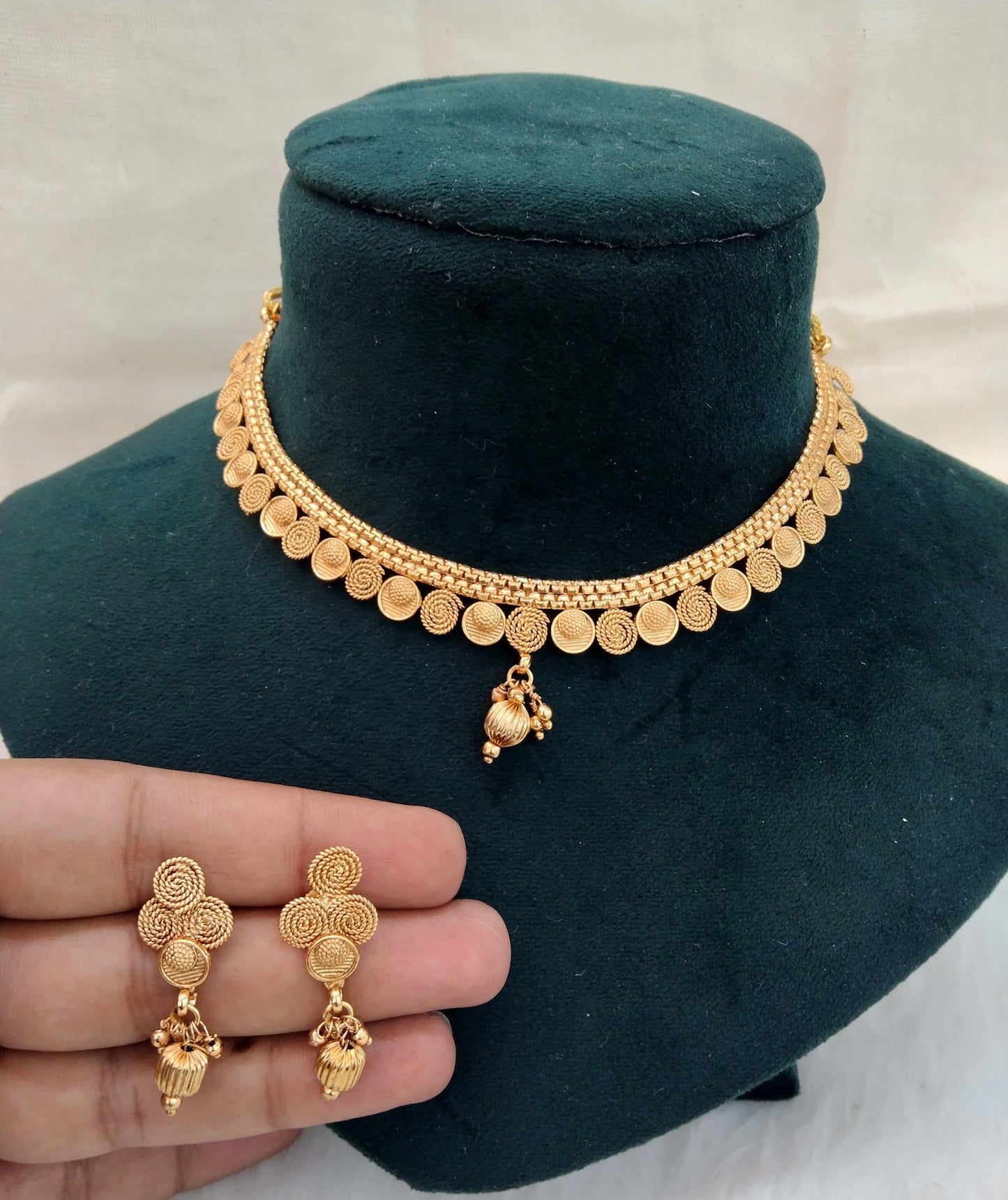 Indian Polki Jewellery Gold Necklace Set/ Bollywood Style Gold Finish South Indian pooja Jewellery