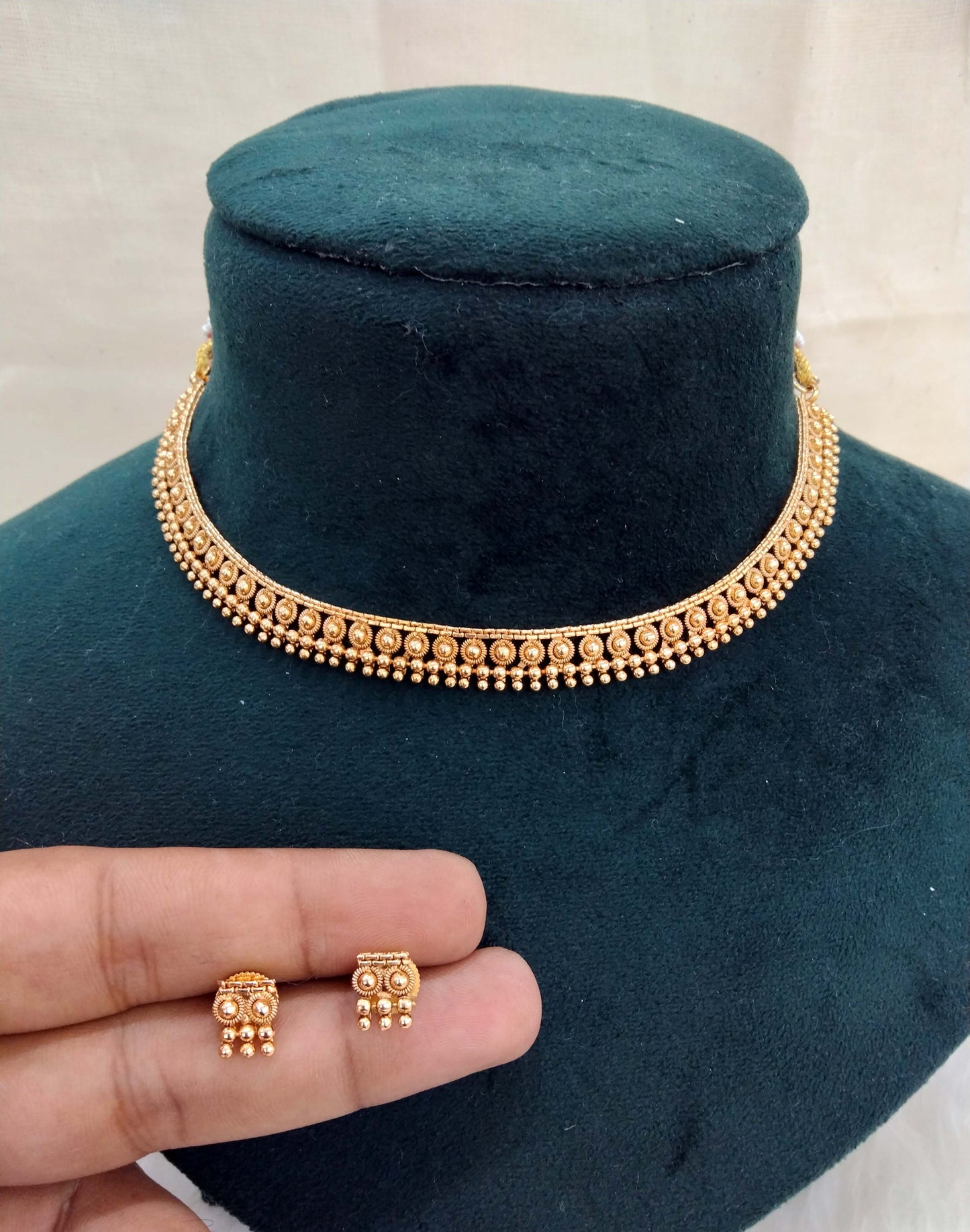 Indian Polki Jewellery Gold Necklace Set/ Bollywood Style Gold Finish South Indian pooja Jewellery