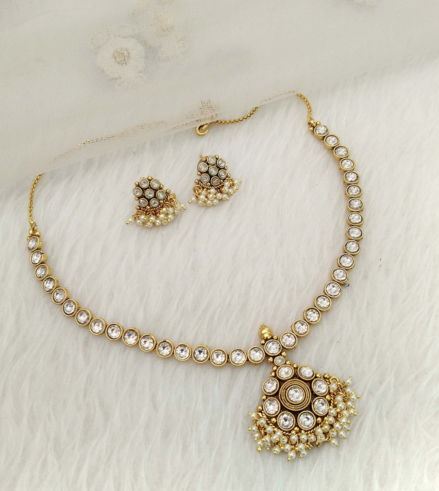 Gold necklace Set/ gold polki necklace set Indian global Jewellery