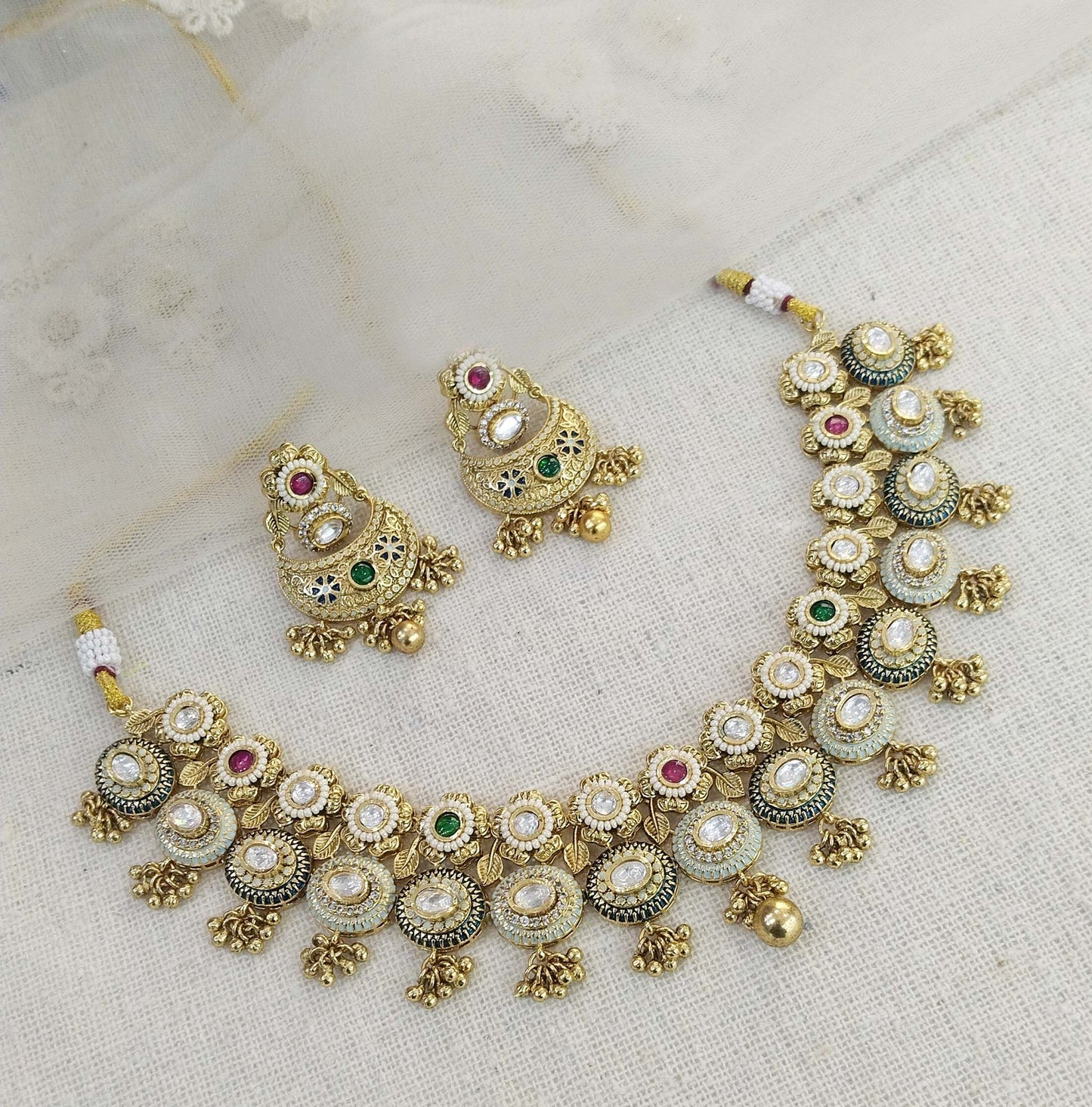 Gold necklace Set/ gold polki necklace set Indian global Jewellery