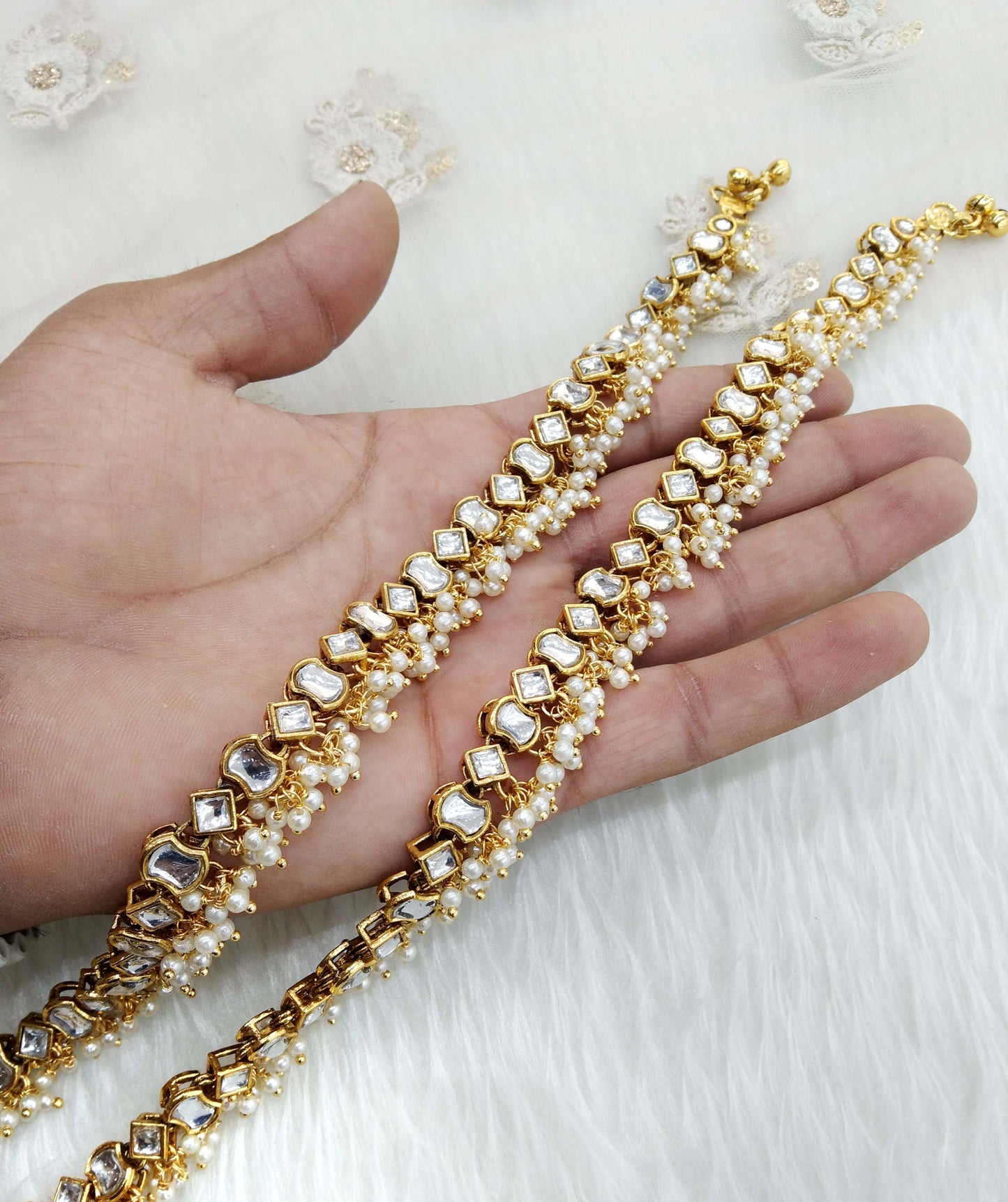 Anklets Foot Pair Bracelet silver Indian Payal Jhanjar Jewellery Jewellery