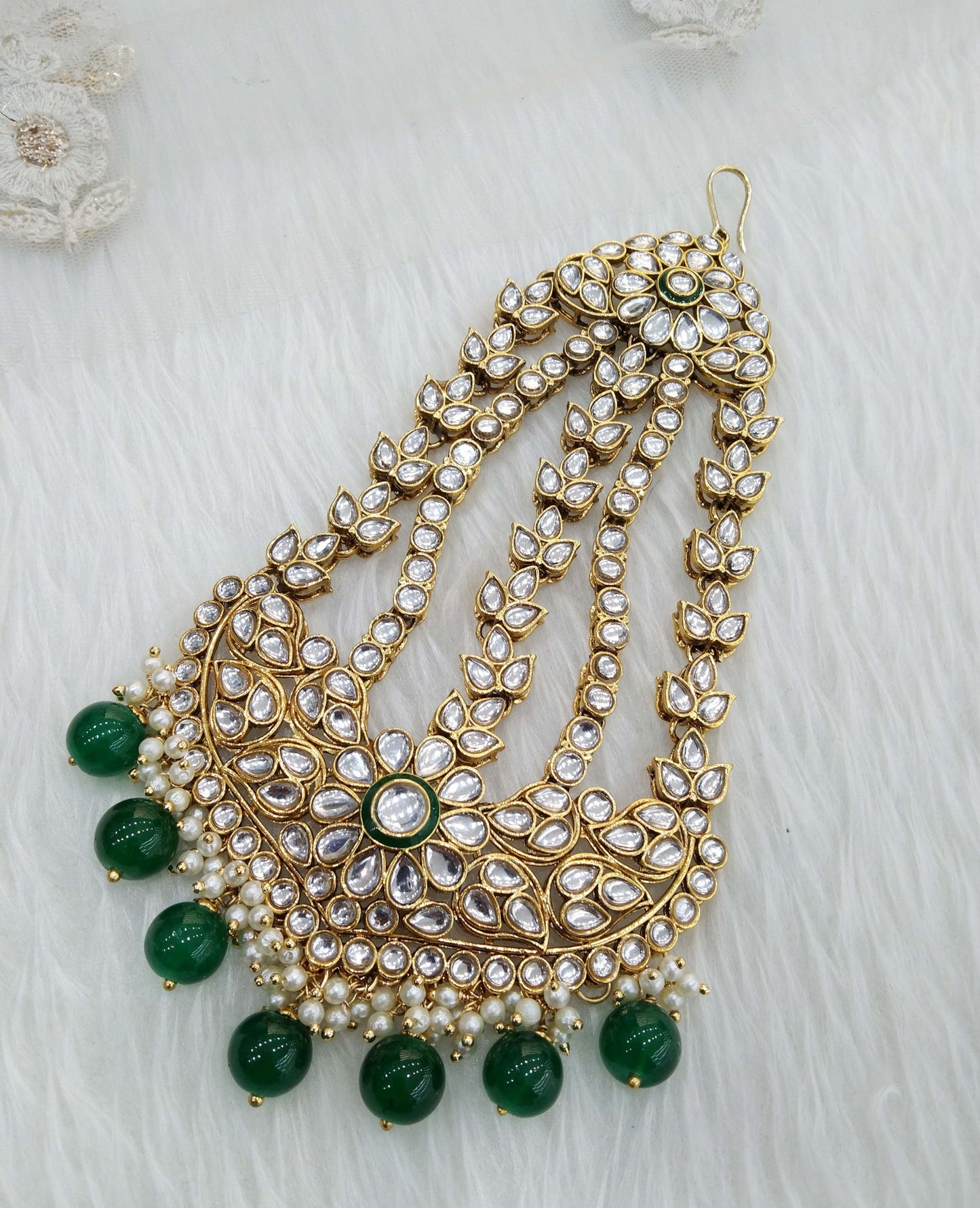 Gold finish Passa Jhumar Jhoomer Headpiece Bridal Passa/Hijab bika Headpiece