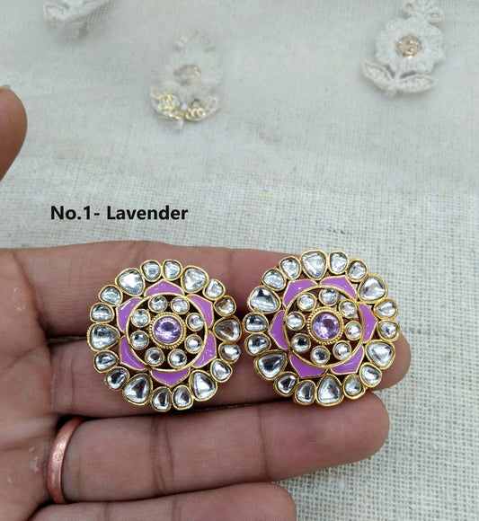 Stud Earrings Indian Jewellrry/Indian Stud Earrings/Gold white stud earrings/Indian Tops Earrings  Jewellery/Bollywood stud earrings