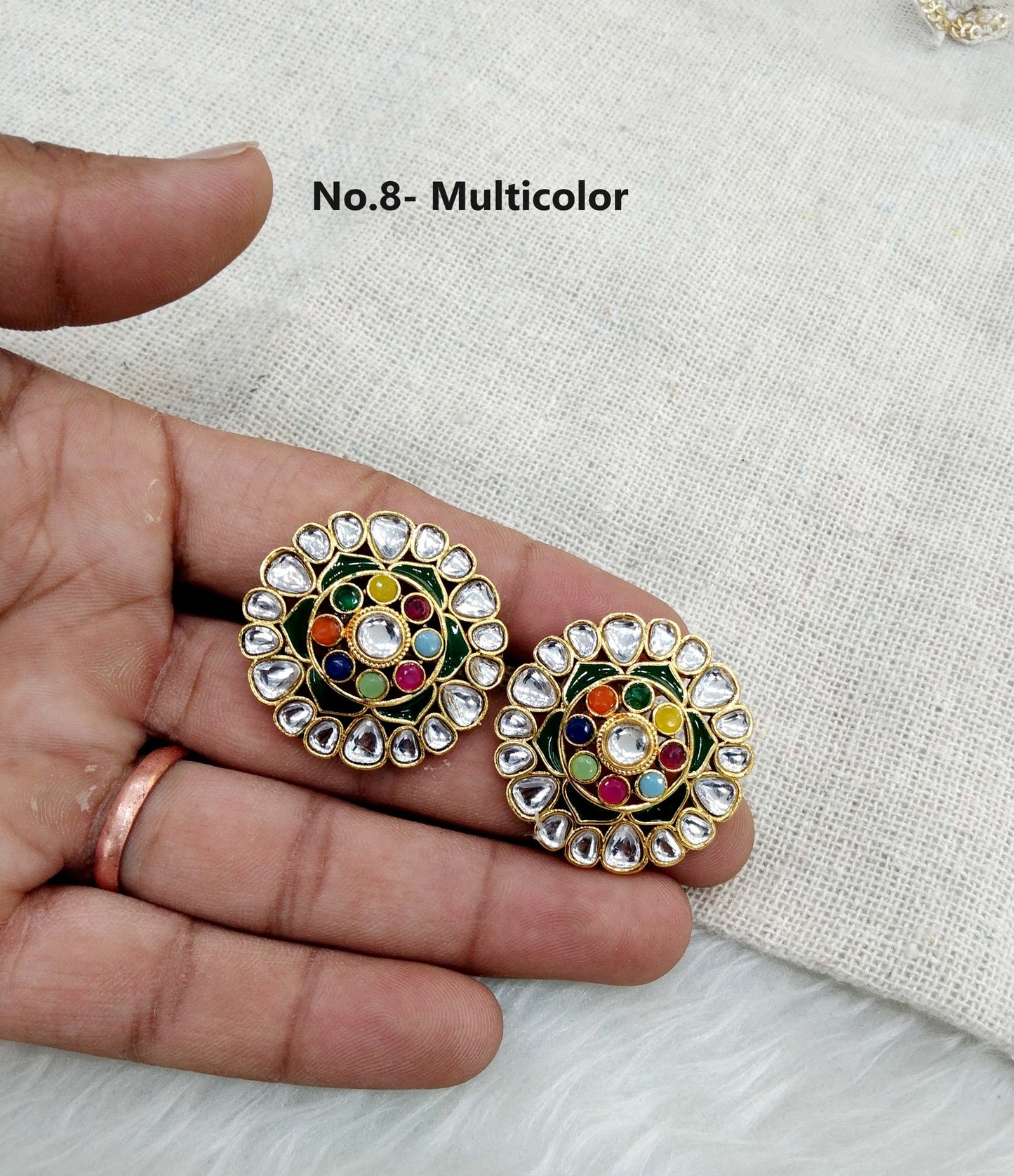 Stud Earrings Indian Jewellrry/Indian Stud Earrings/Gold white stud earrings/Indian Tops Earrings Jewellery/Bollywood stud earrings