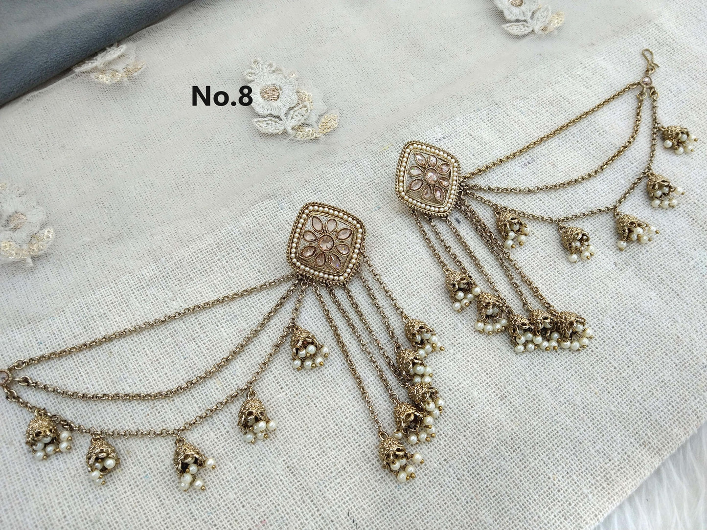 Buy Bahuballi Jhumka Earrings Bollywood Wedding Gold Earrings Danglers Bridal Indian Jewellery Set Chains earrings, Ear to back earrings