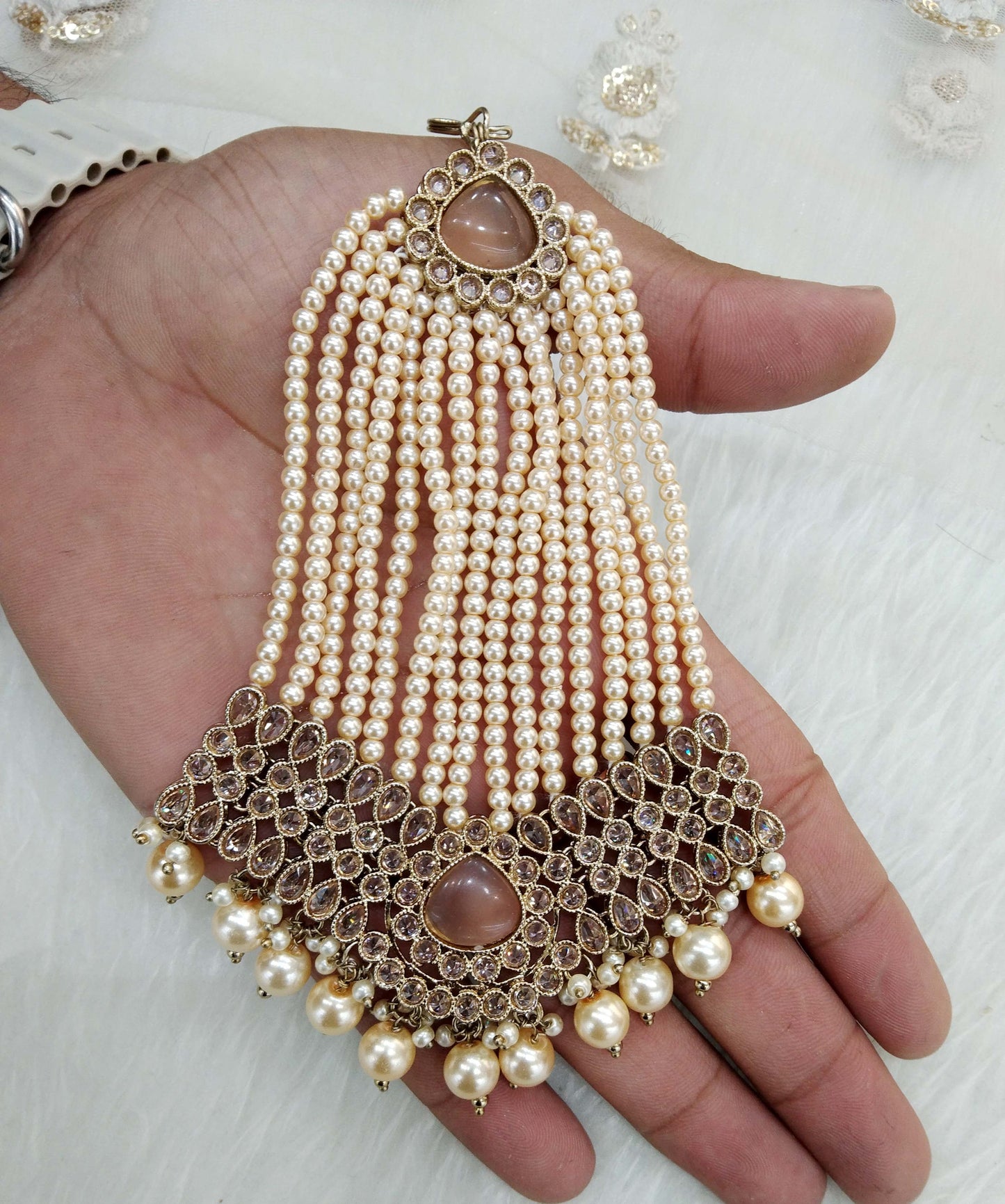 Dark gold, SIlver HeadPassa Jhumar Jhoomer Headpiece Bridal Passa/Hijab Headpiece/Pakistani side Headpiece