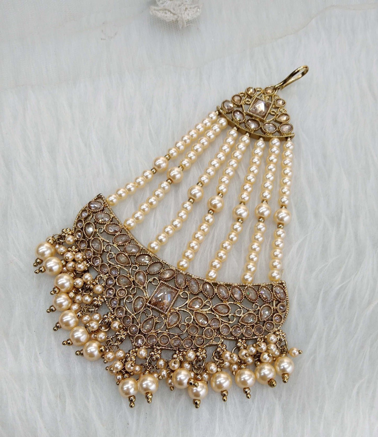 Dark gold, SIlver HeadPassa Jhumar Jhoomer Headpiece Bridal Passa/Hijab Headpiece/Pakistani side Headpiece