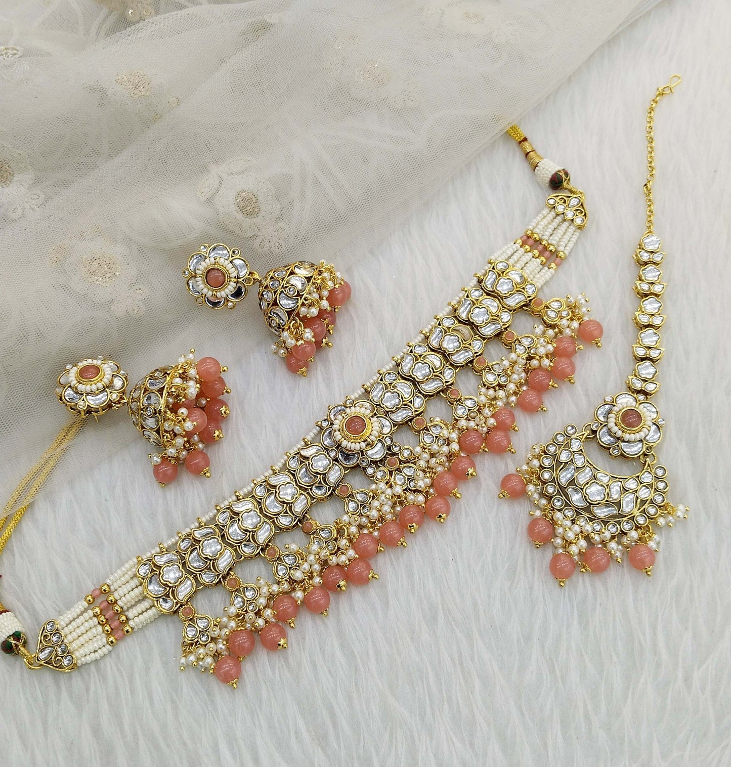 Kundan Choker Set/ Gold gaajri kundan Indian jewelry kundan choker saga sets
