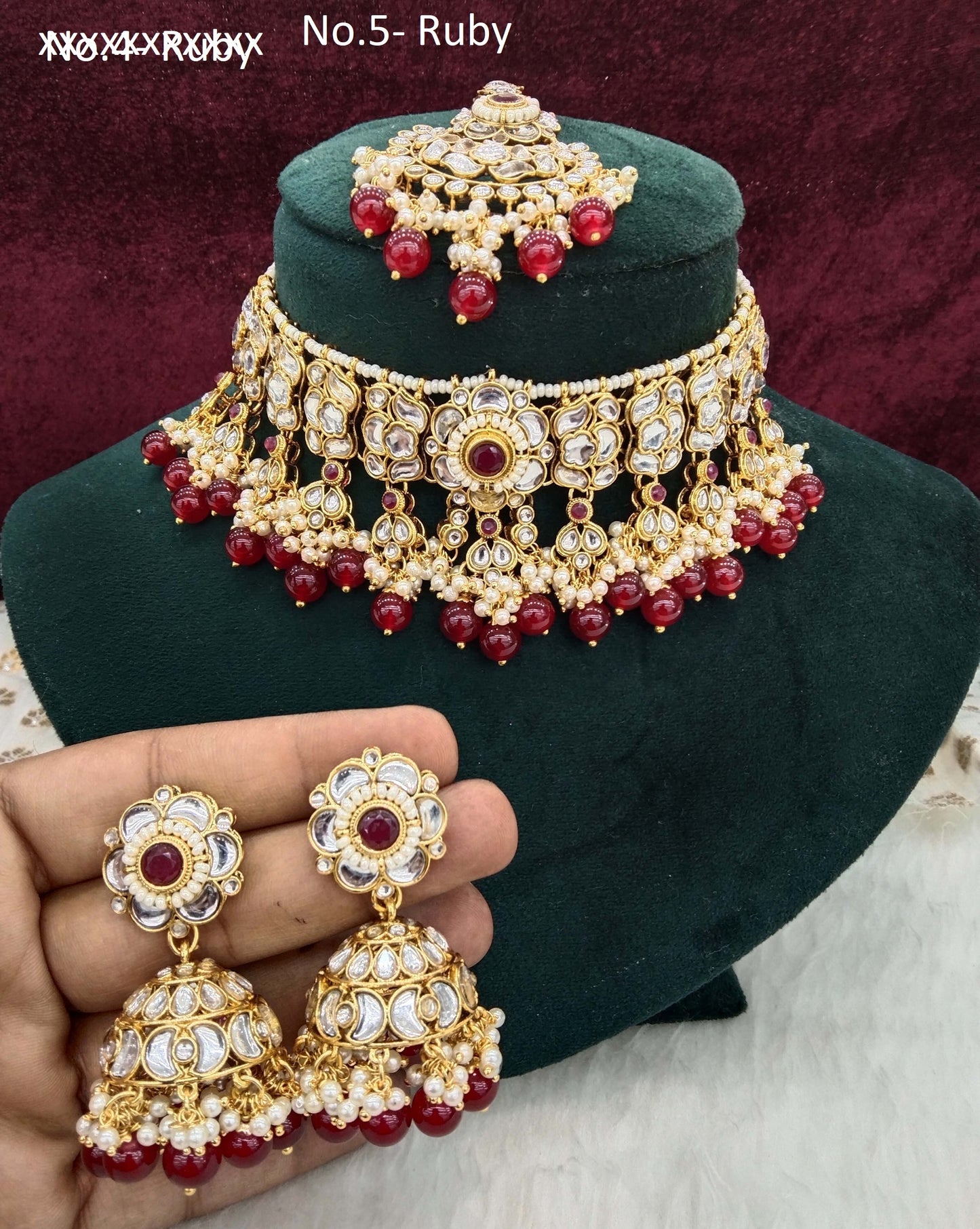 Kundan Jewellery Choker Set/ Gold ruby kundan Indian jewellery kundan choker saga sets