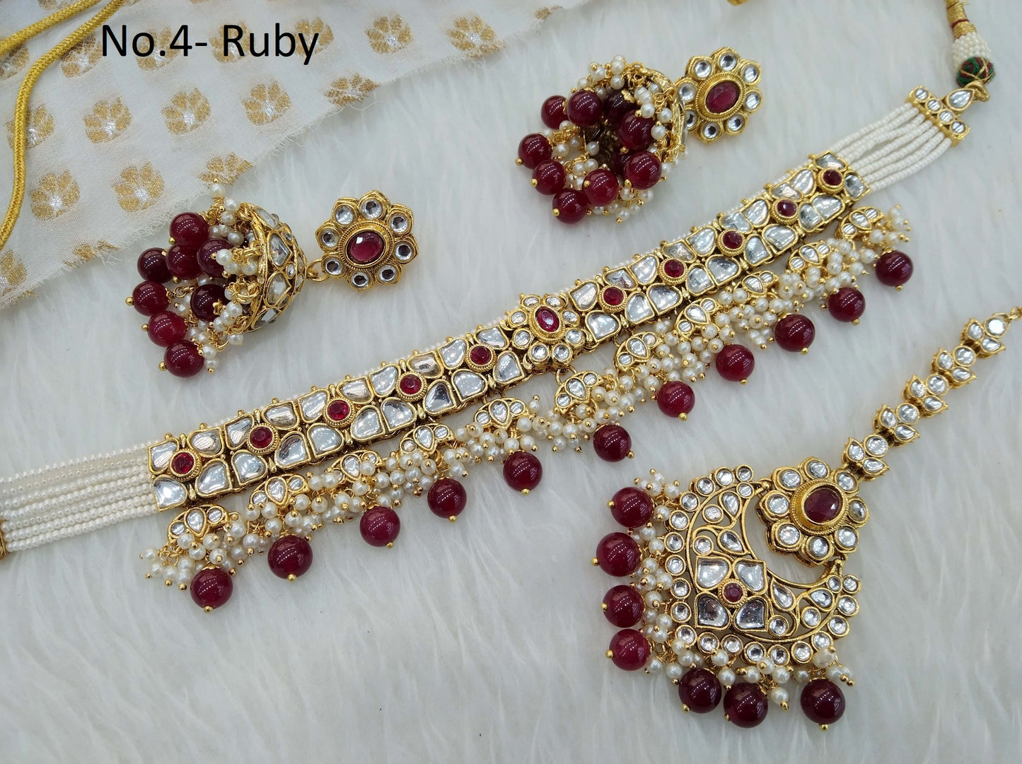 Kundan choker Jewellery Set/ Gold ruby kundan Indian jewellery kundan choker dimi sets