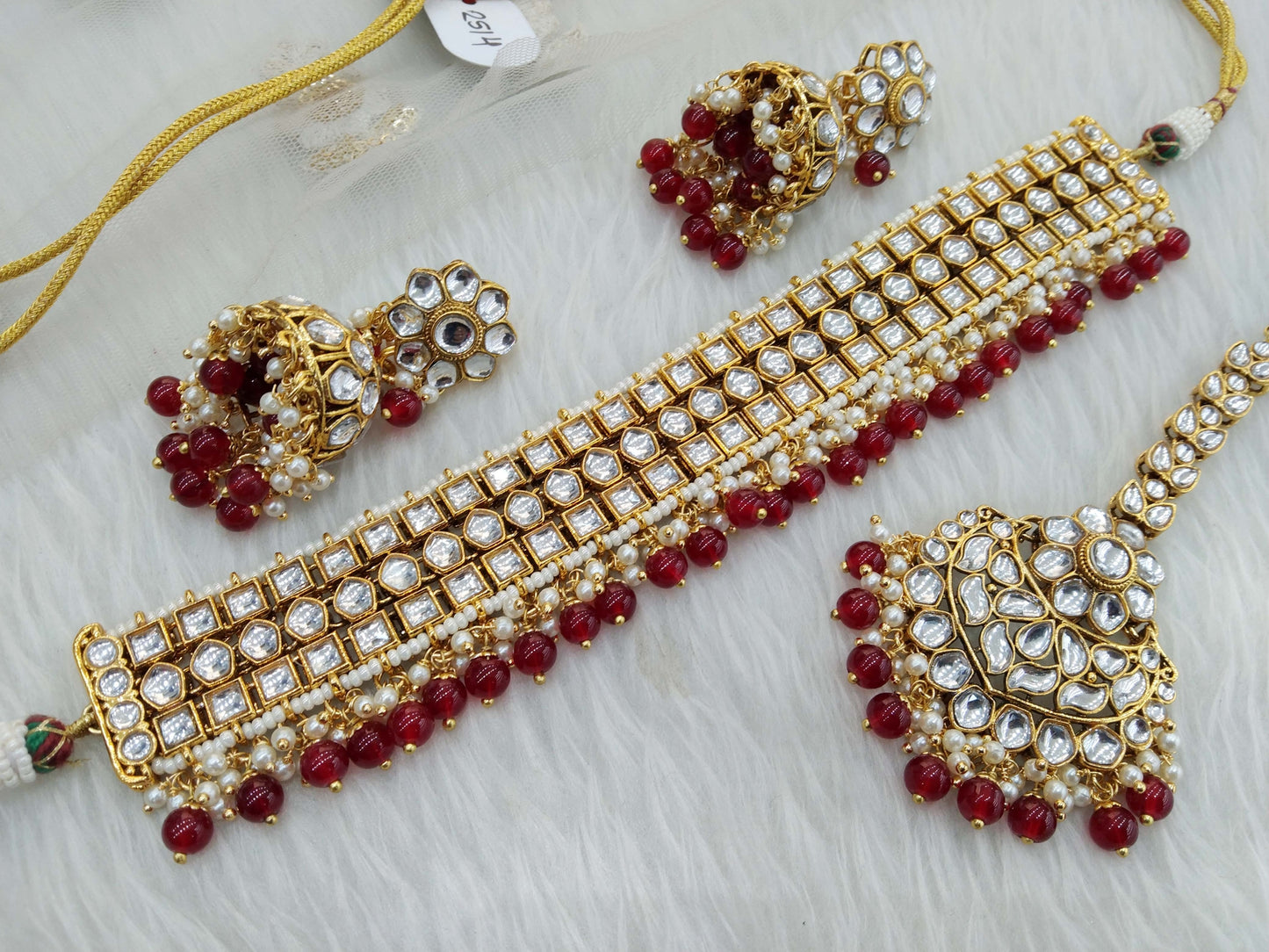 Kundan choker Jewellery Set/ Gold ruby kundan Indian jewellery choker diko sets