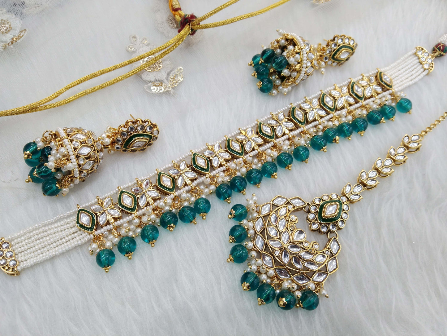 Kundan choker Set/ Gold rama green kundan Indian jewelry kundan choker dito sets