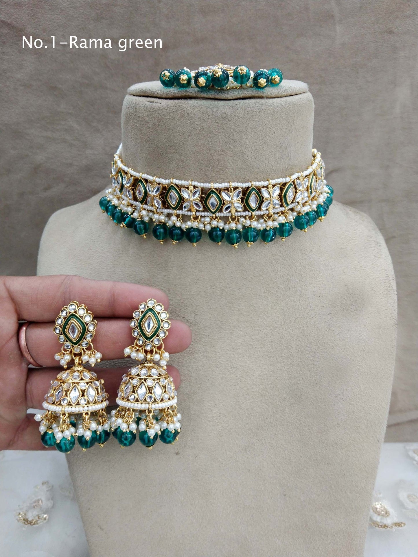 Kundan choker Set/ Gold rama green kundan Indian jewelry kundan choker dito sets