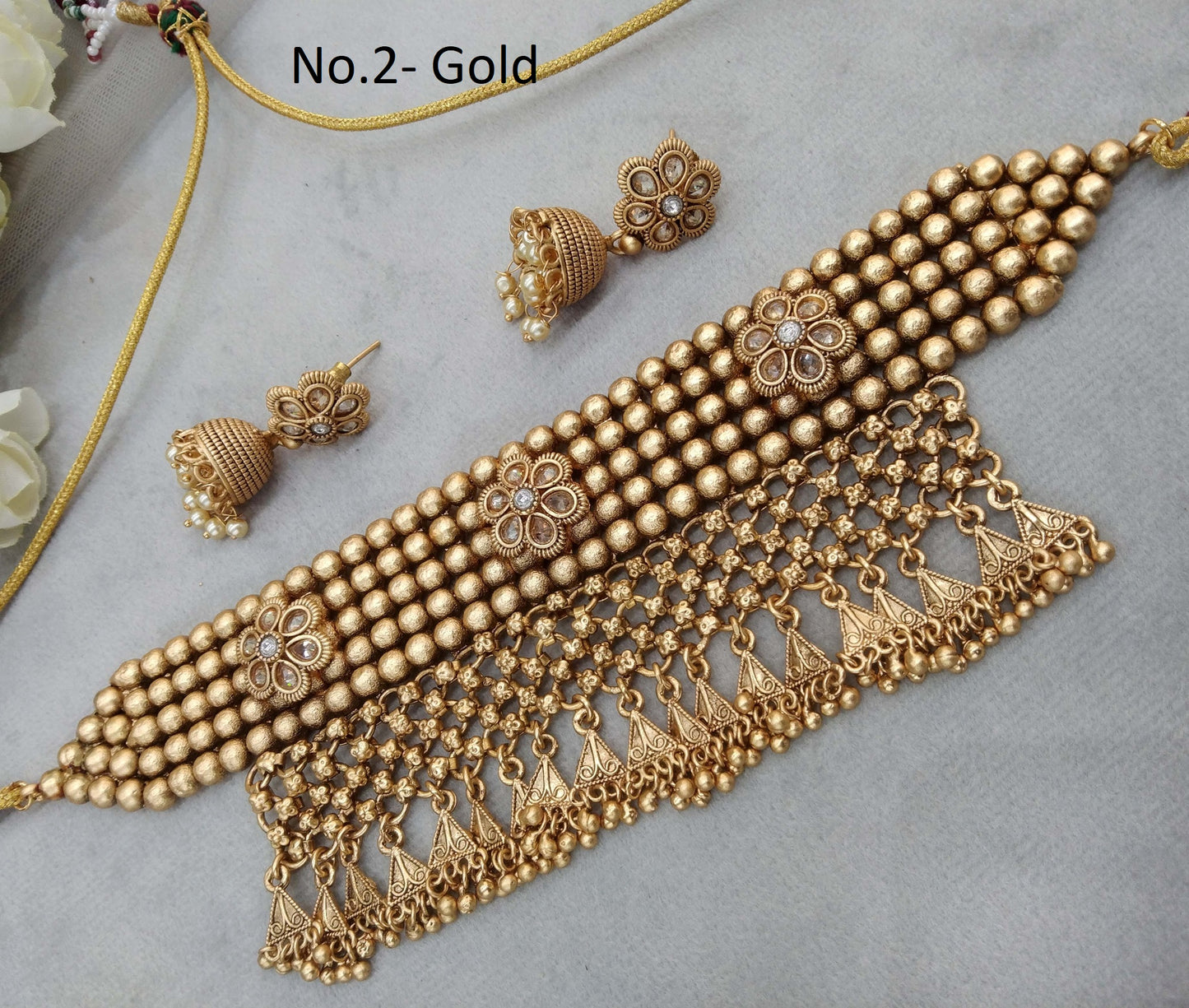 Gold polki choker Jewellery set/ Gold choker ayli necklace set