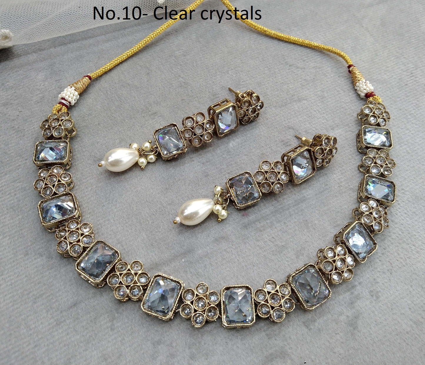 Indian jewellery necklace Set/ clear crystals necklace Jewellery set /sam Jewellery