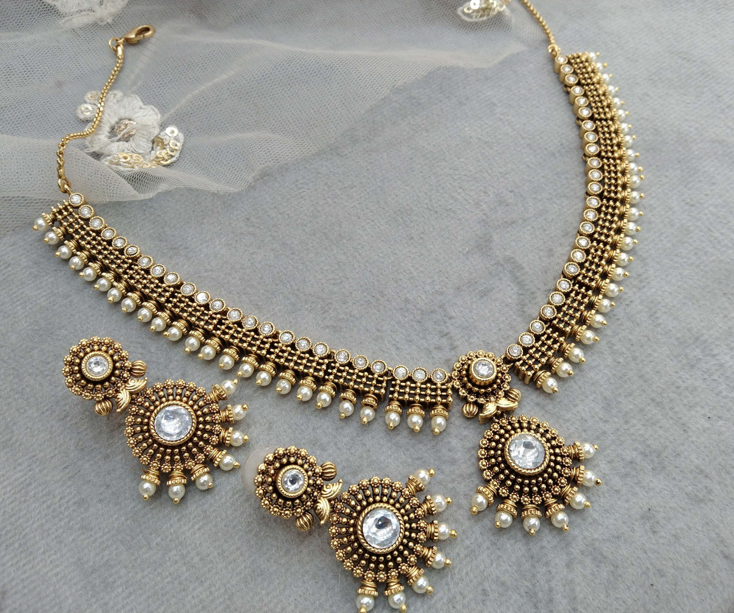 Gold necklace Set/ gold polki necklace Indian drive Jewellery